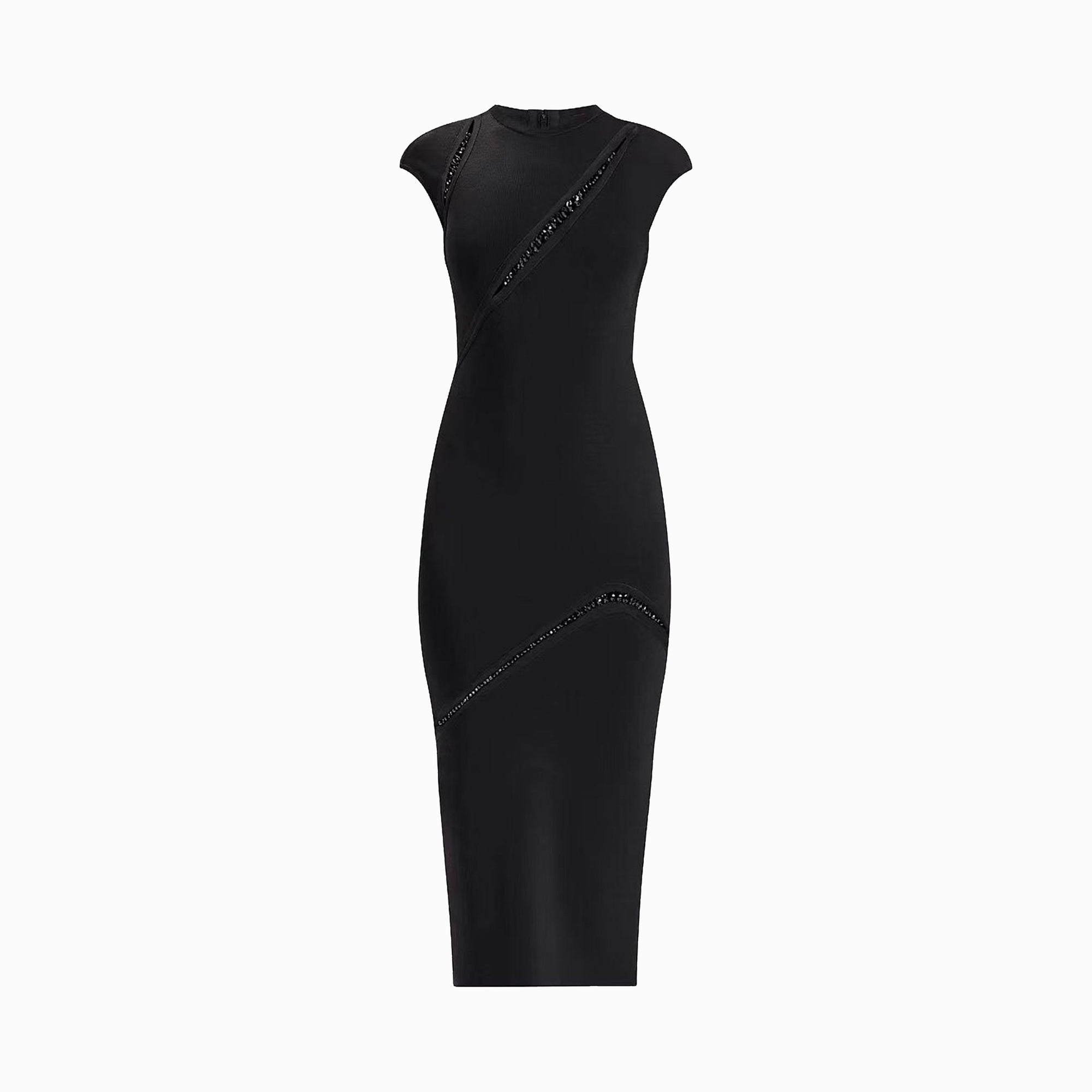 Black crystals midi dress
