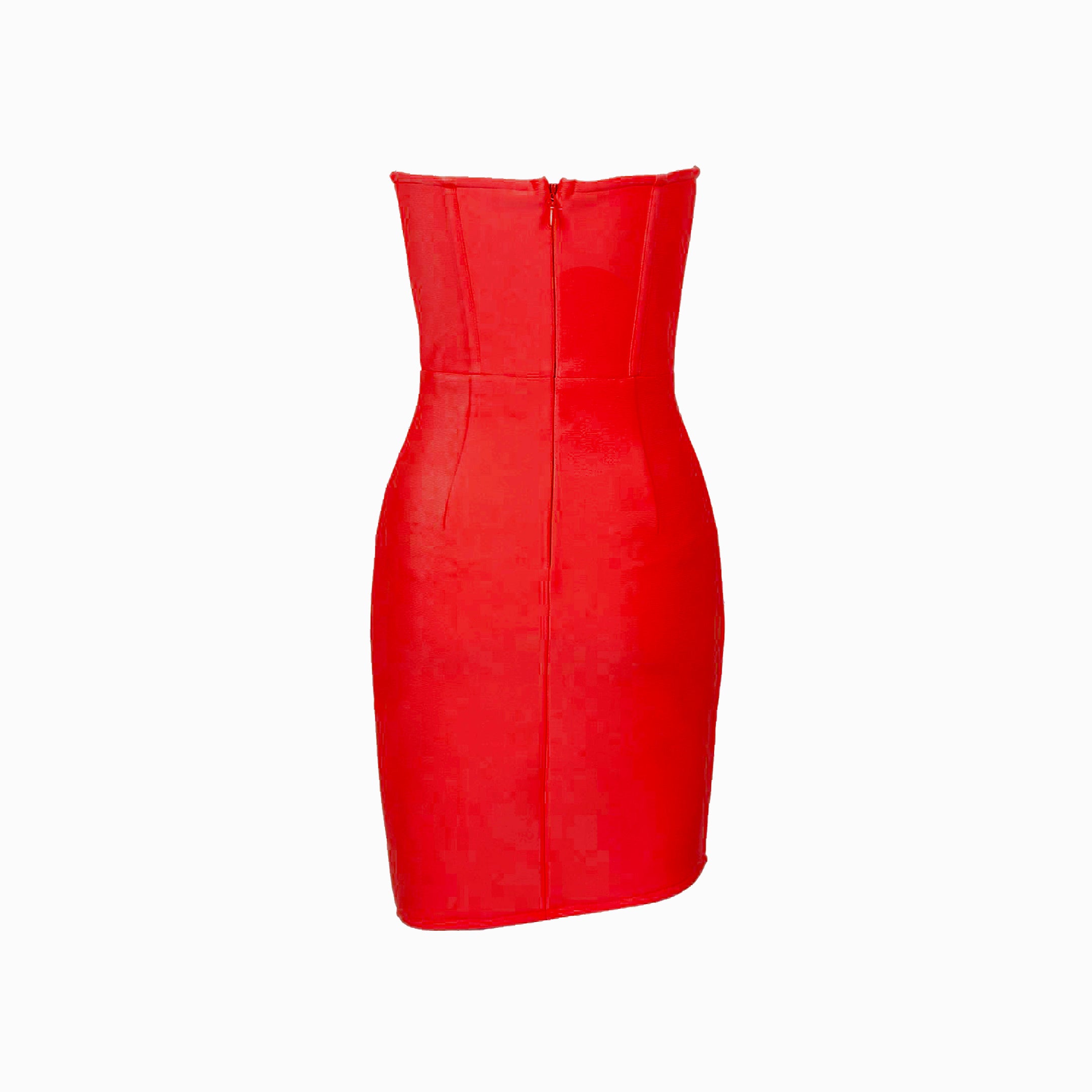 Red flower jewel mini dress