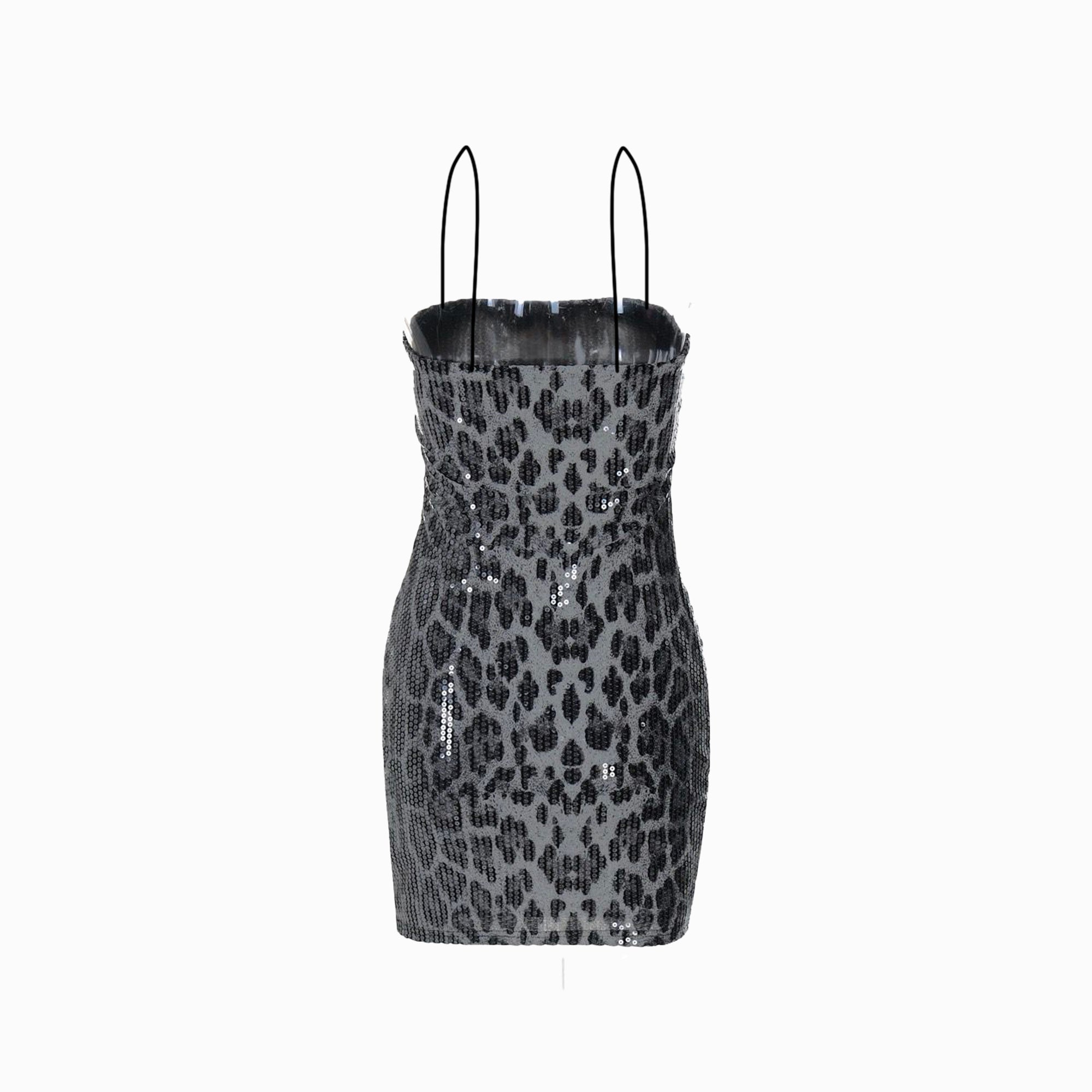 Black leopard sequins mini dress