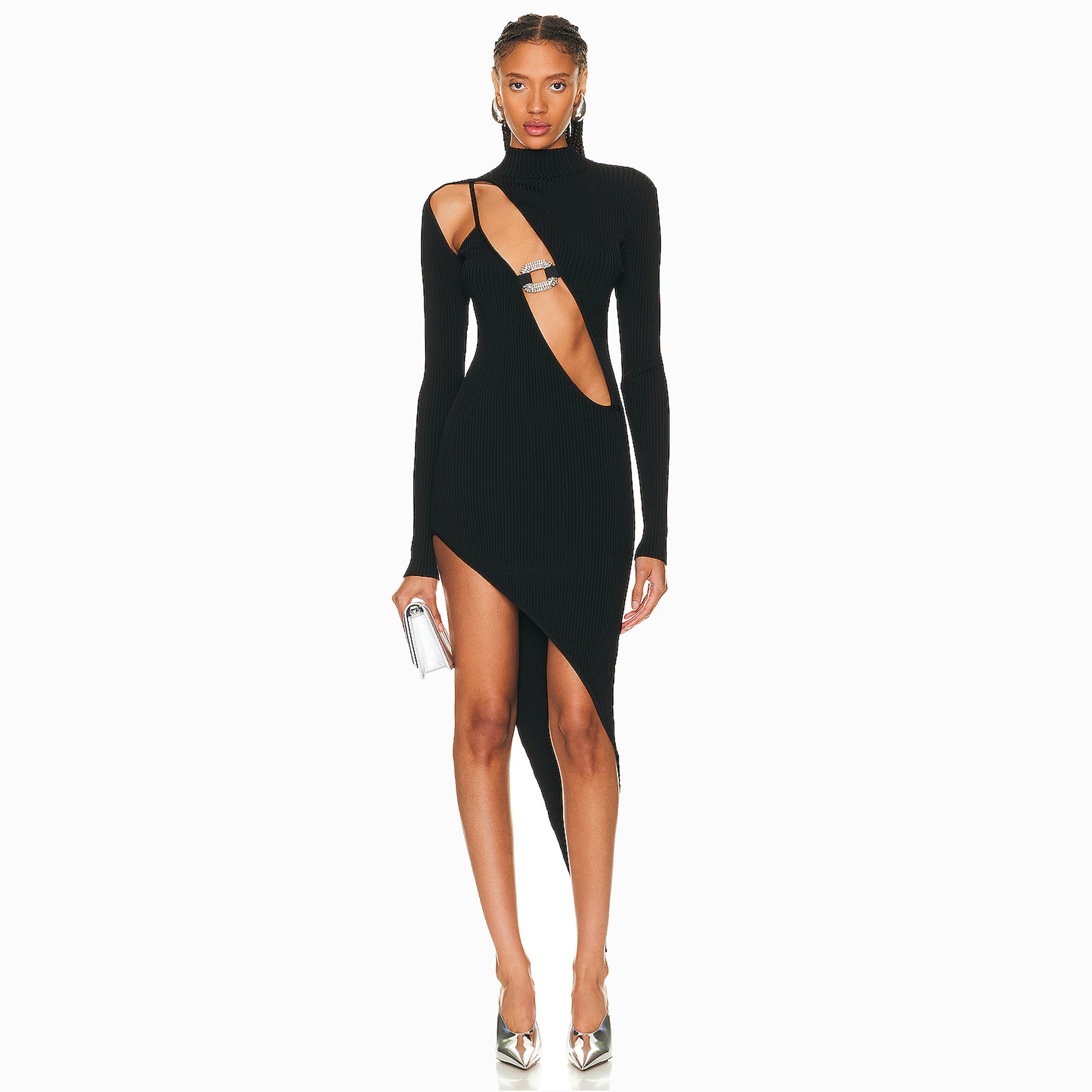 Black jewels cutout dress