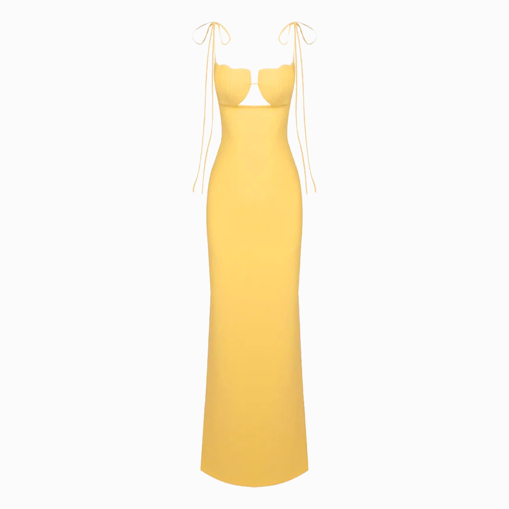 Yellow neckline shell dress