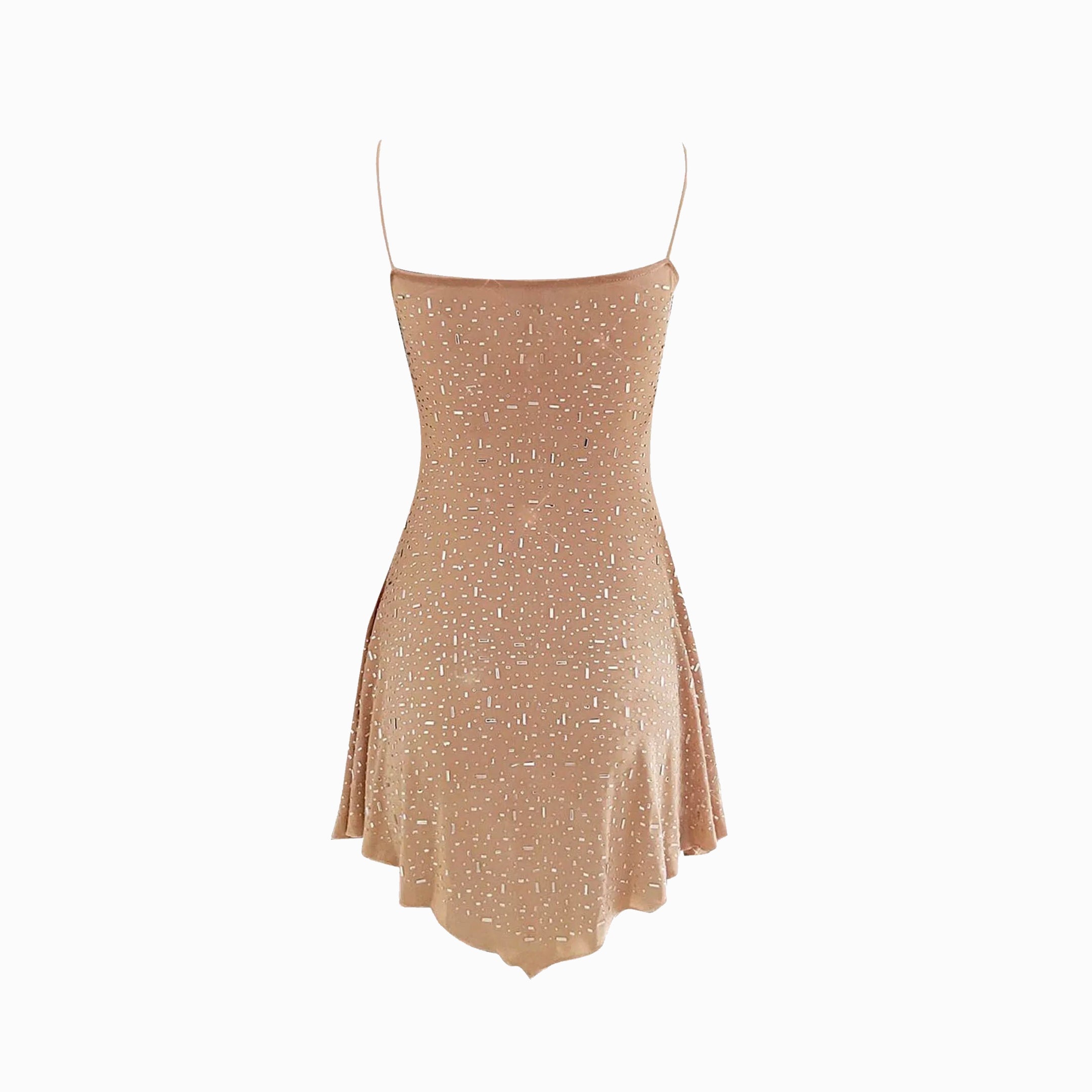 Nude crystals slip mini dress