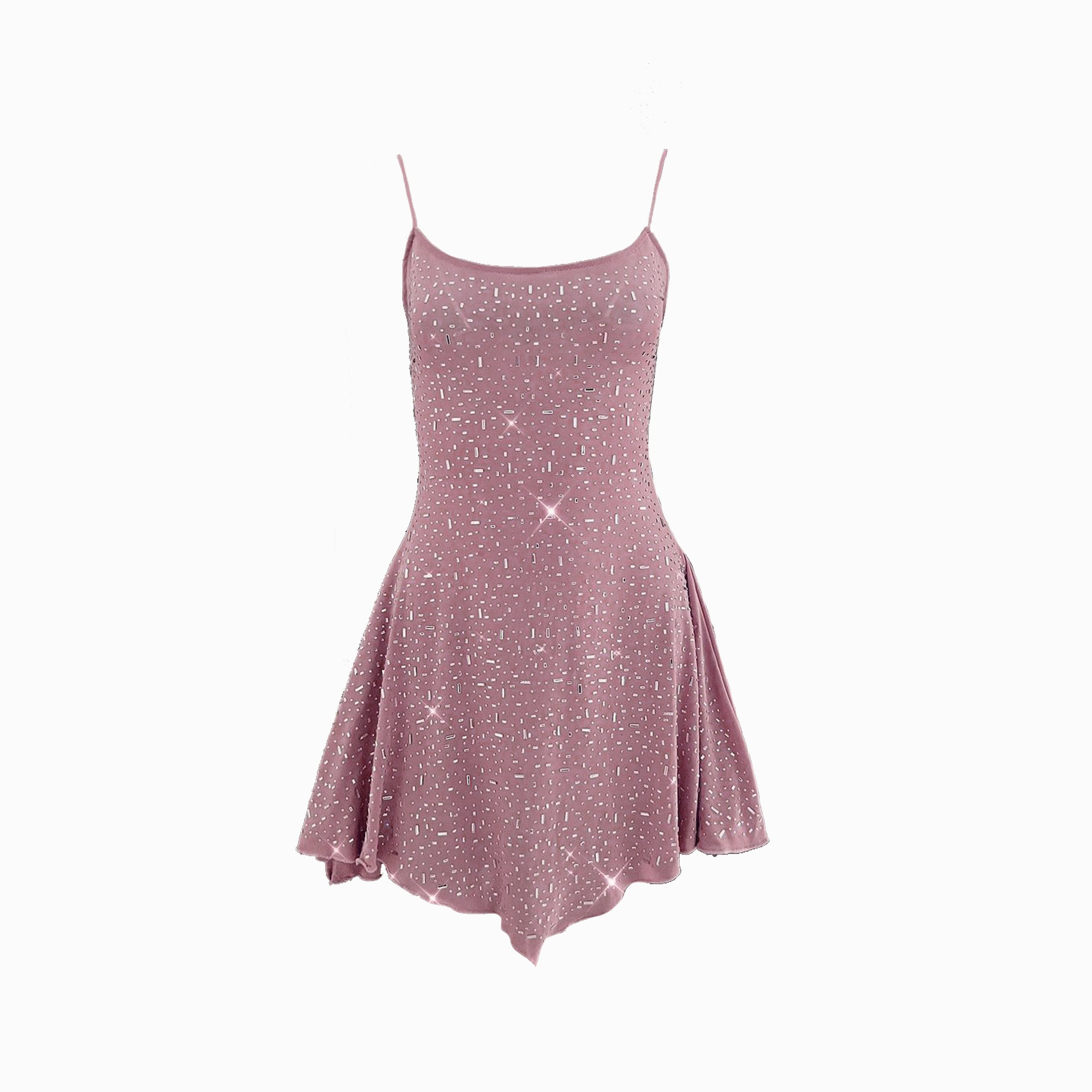 Pink crystals slip mini dress