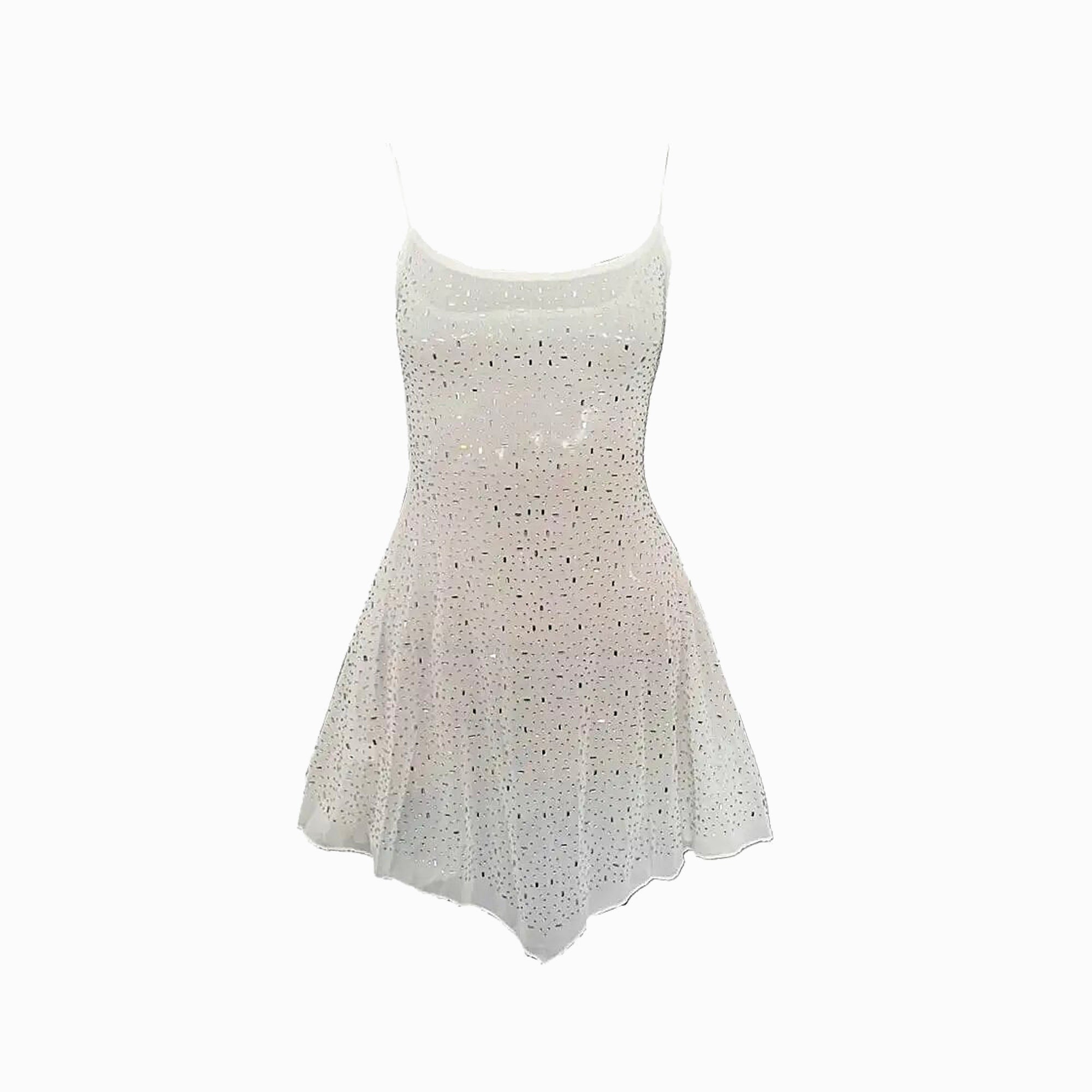 White crystals slip mini dress