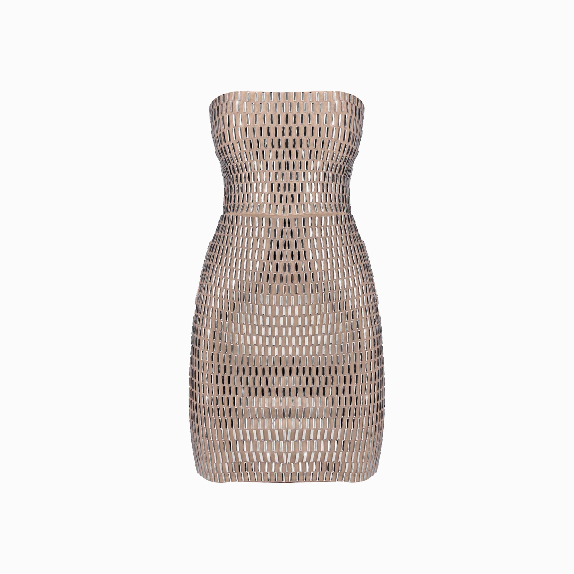 Nude crystals mini dress