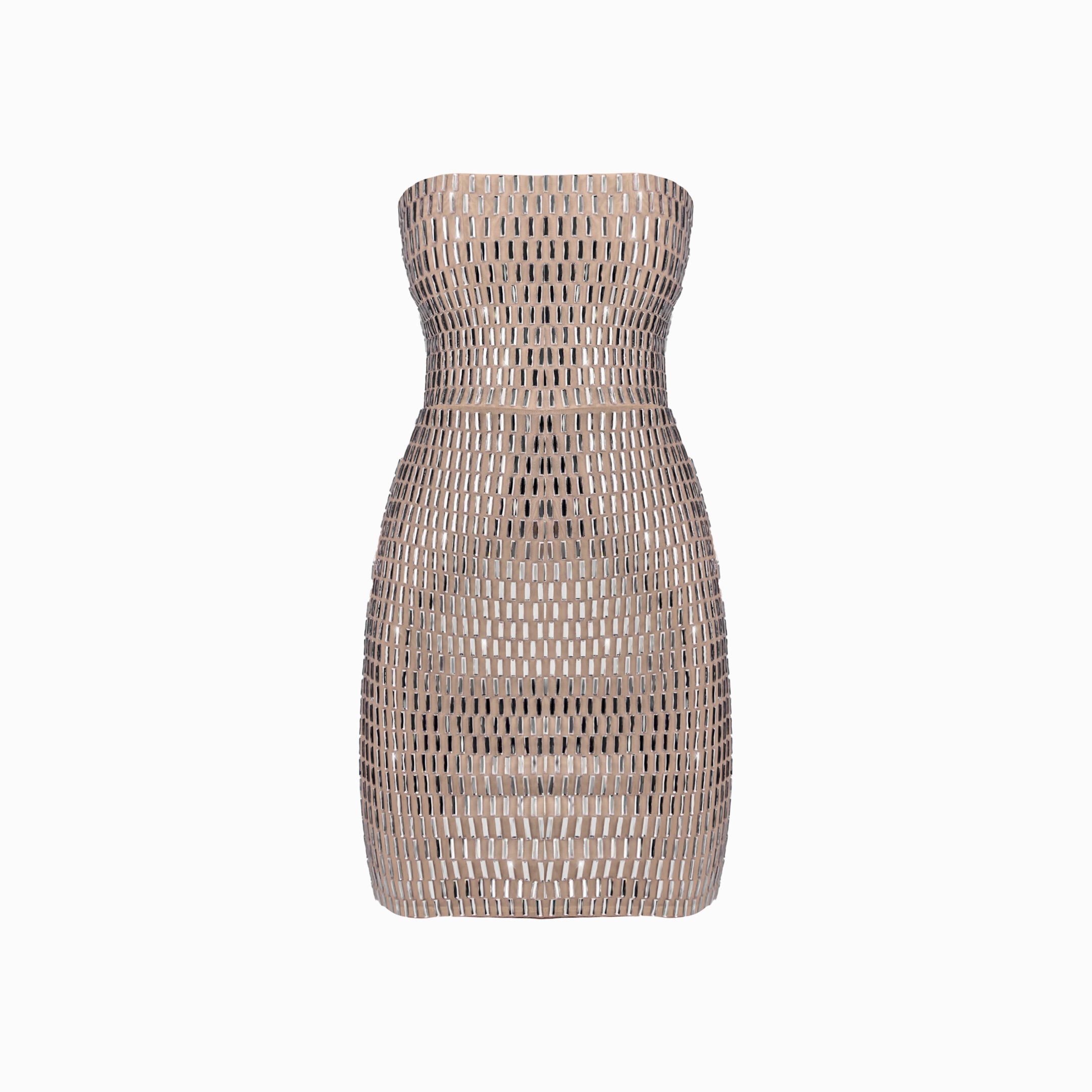 Nude crystals mini dress