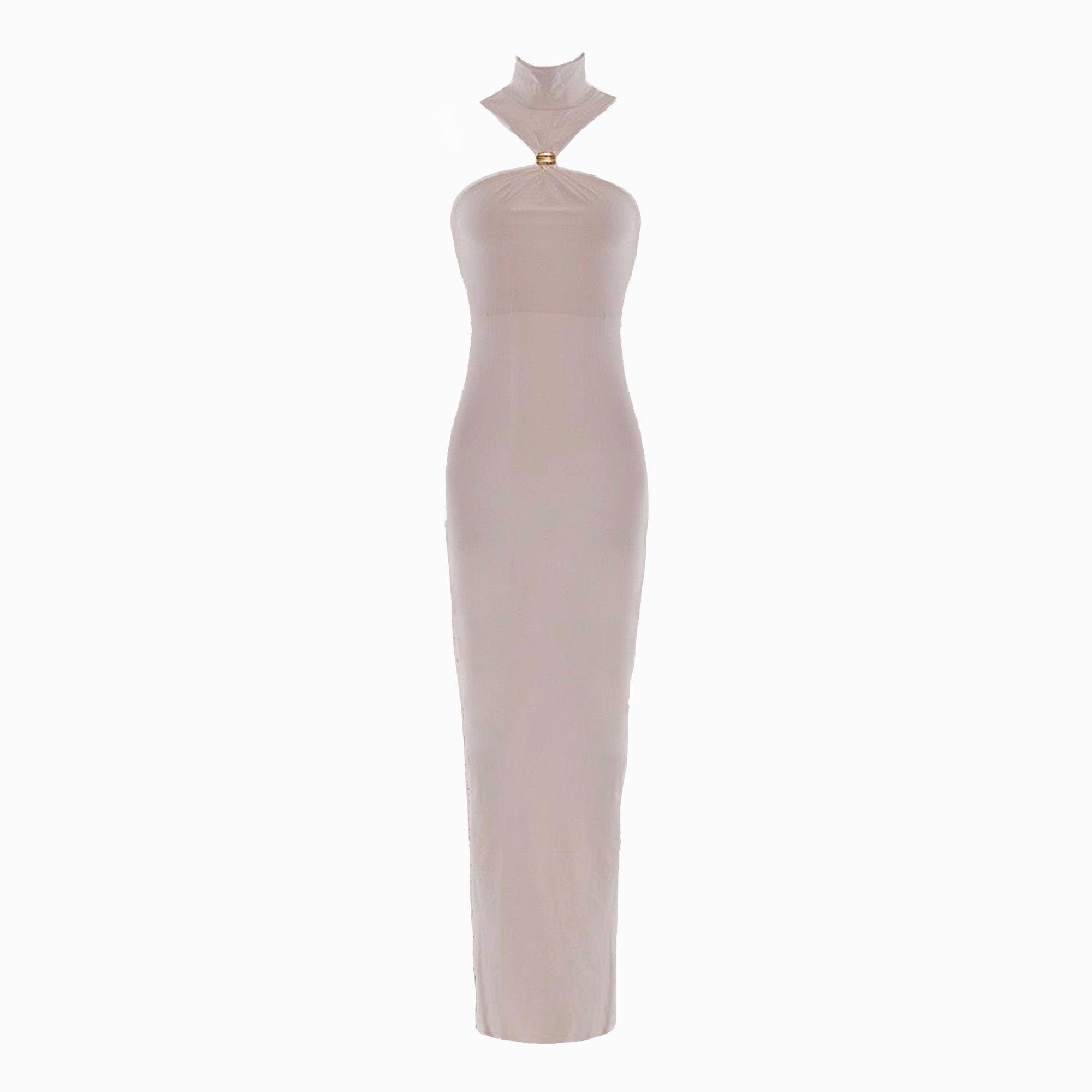 Beige halter neck dress