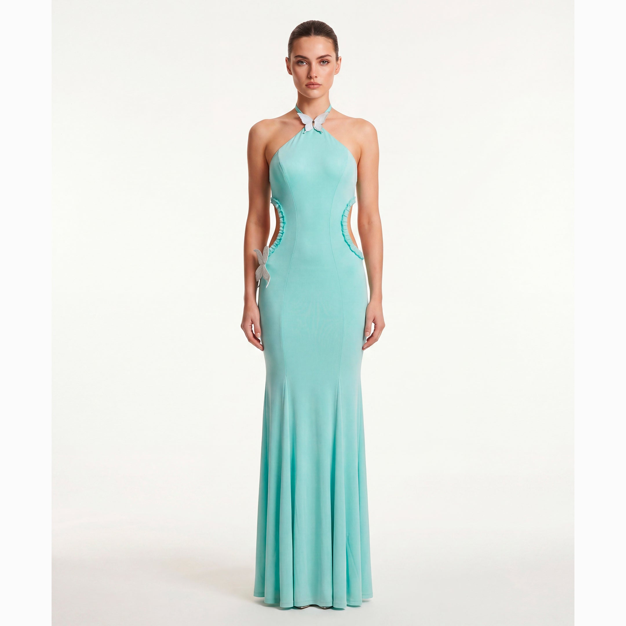 Aqua butterfly mesh dress