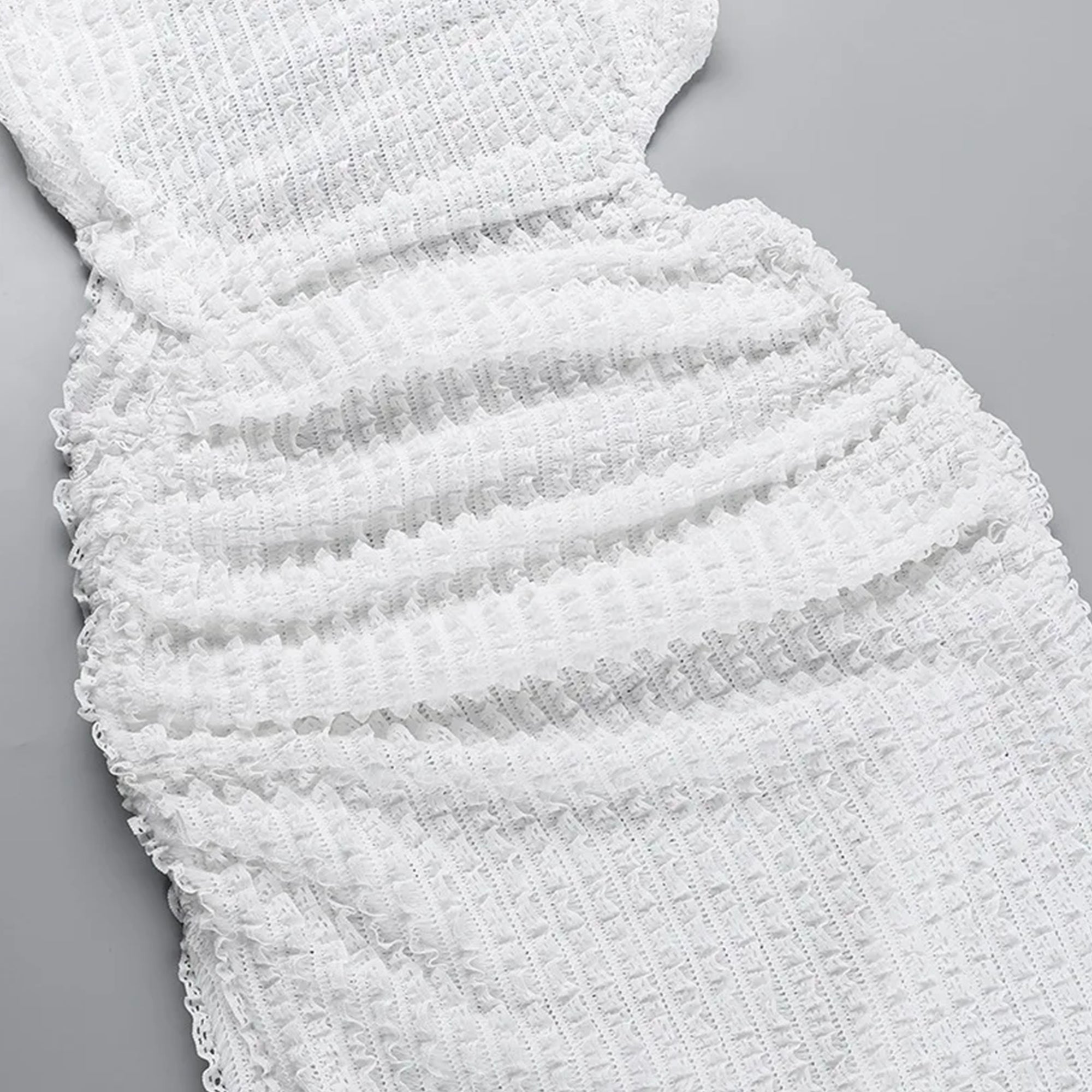 White ruches tulle dress