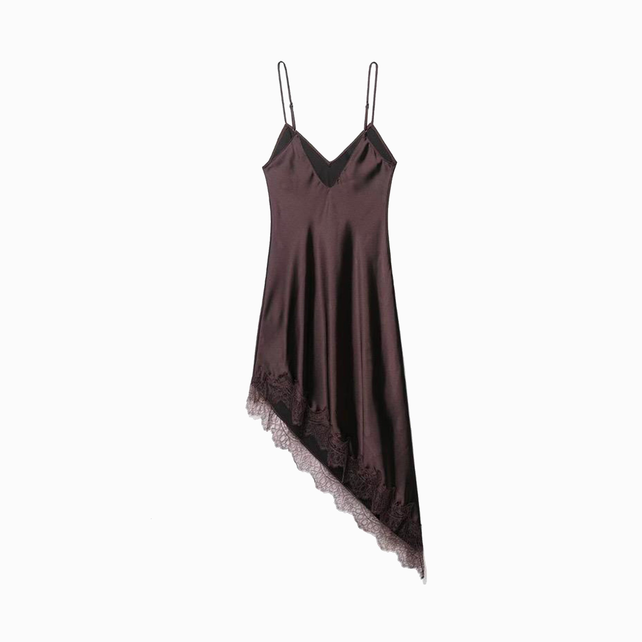 Dark chocolate silk satin slip mini dress