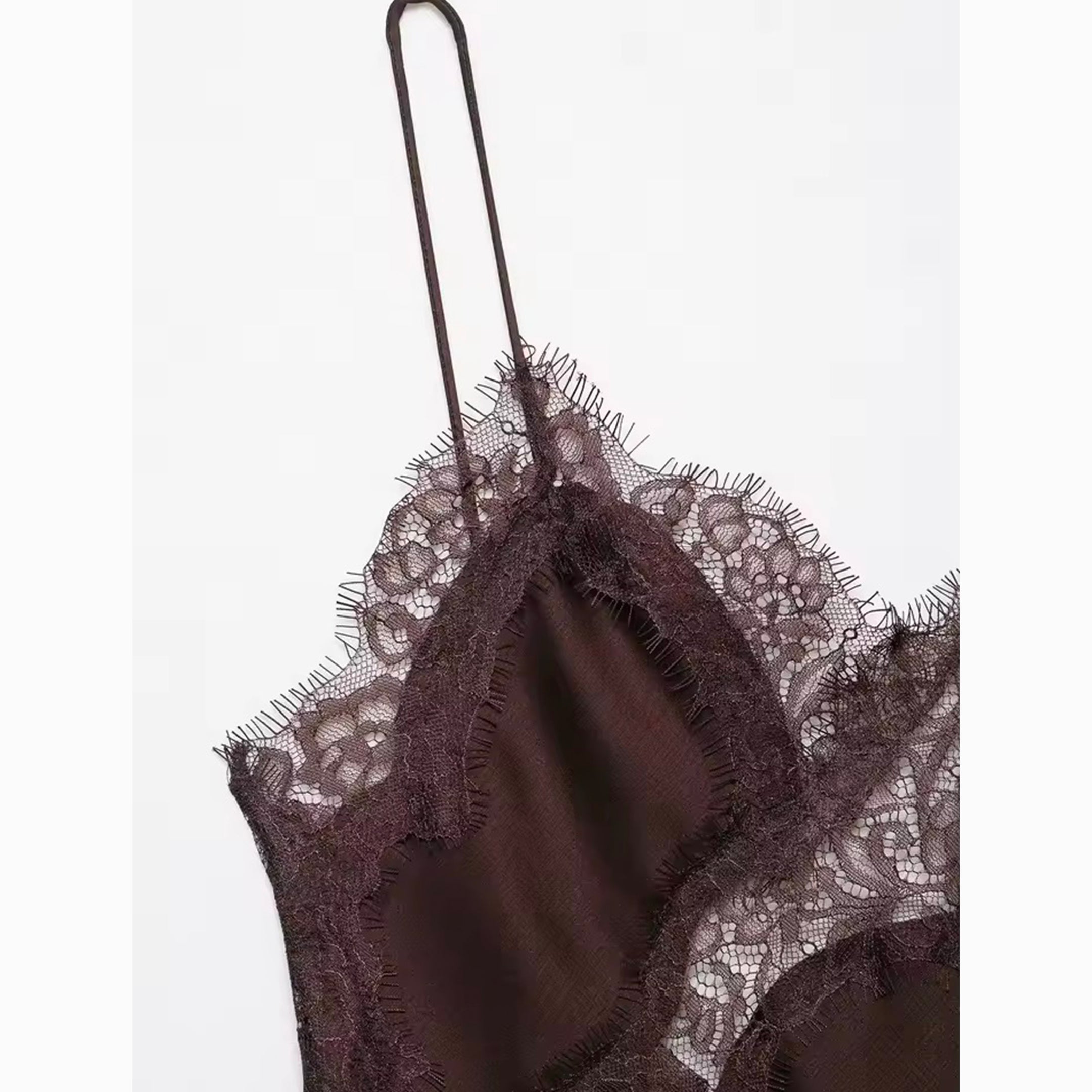 Chocolate silk satin slip mini dress