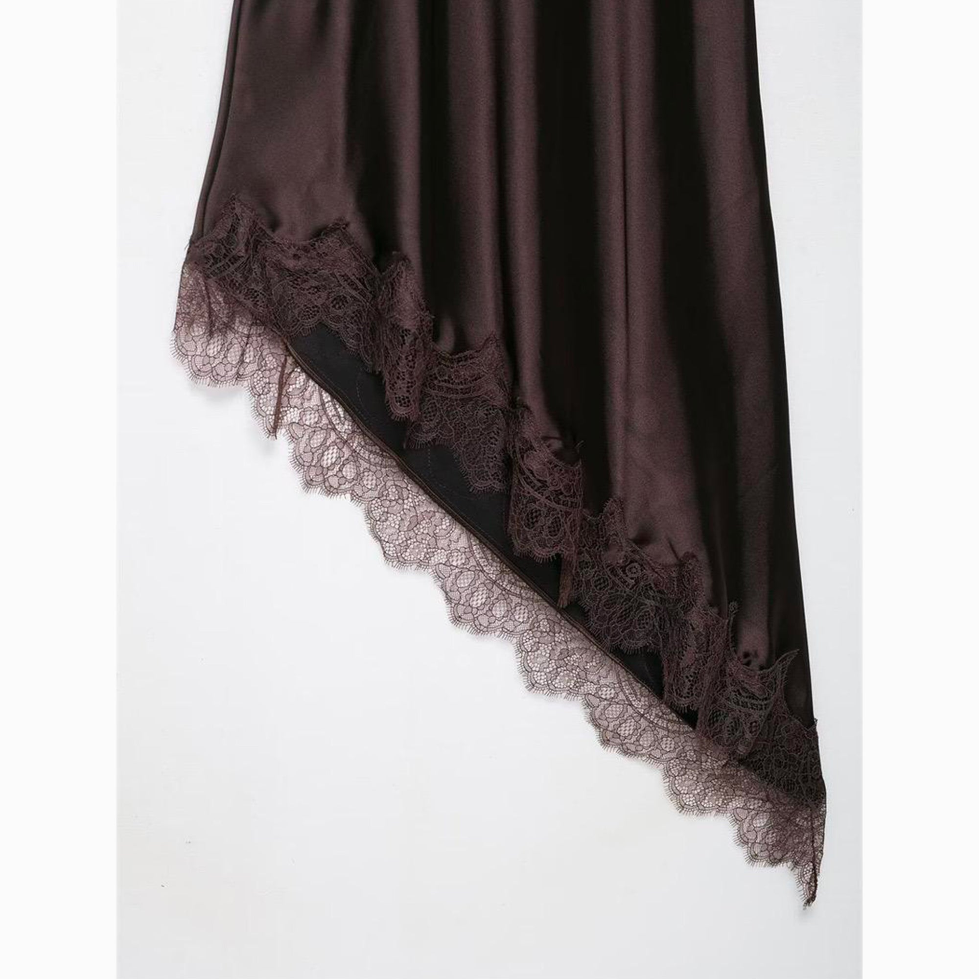 Chocolate silk satin slip mini dress