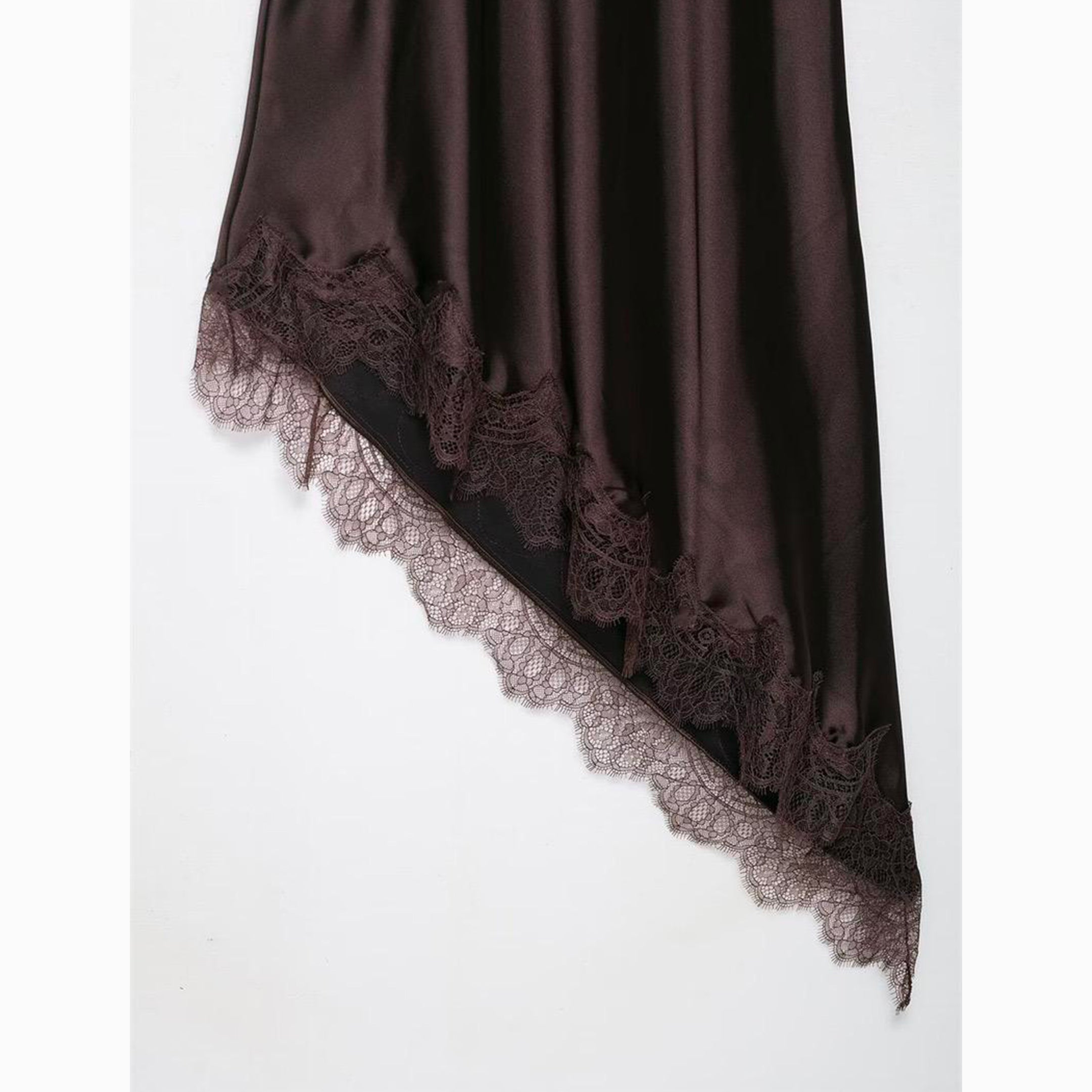 Dark chocolate silk satin slip mini dress