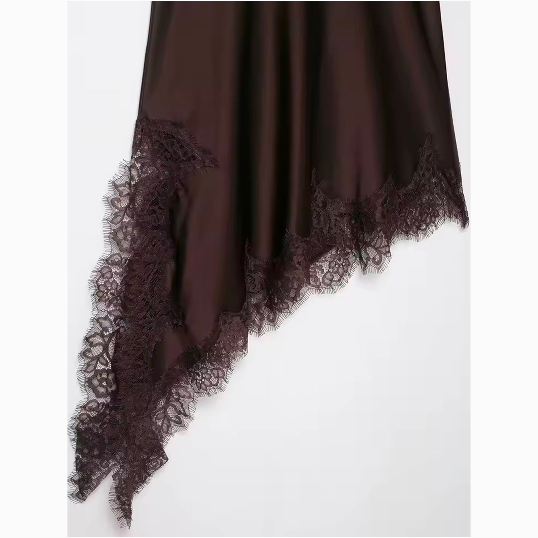 Chocolate silk satin slip mini dress