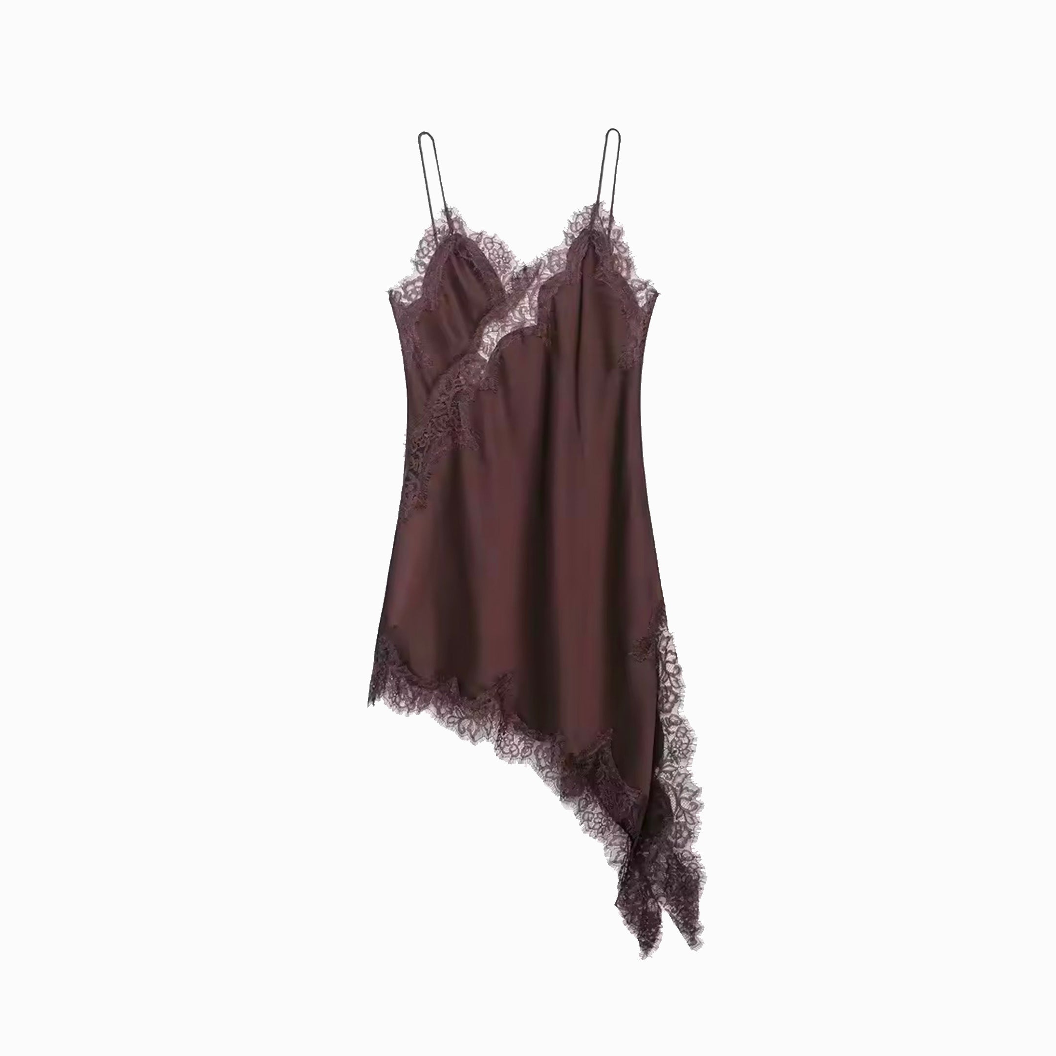 Chocolate silk satin slip mini dress