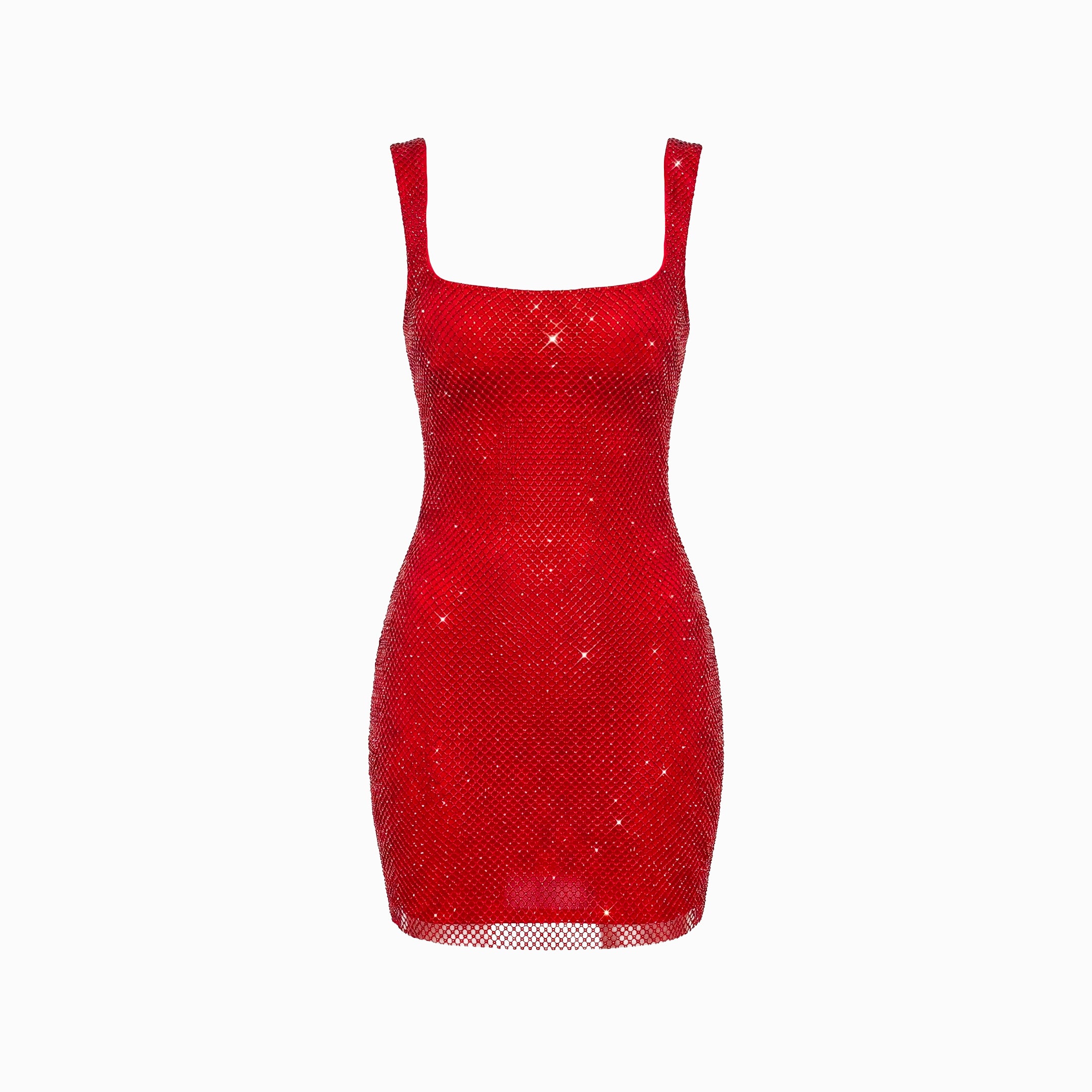 Mini abito rosso in cristalli