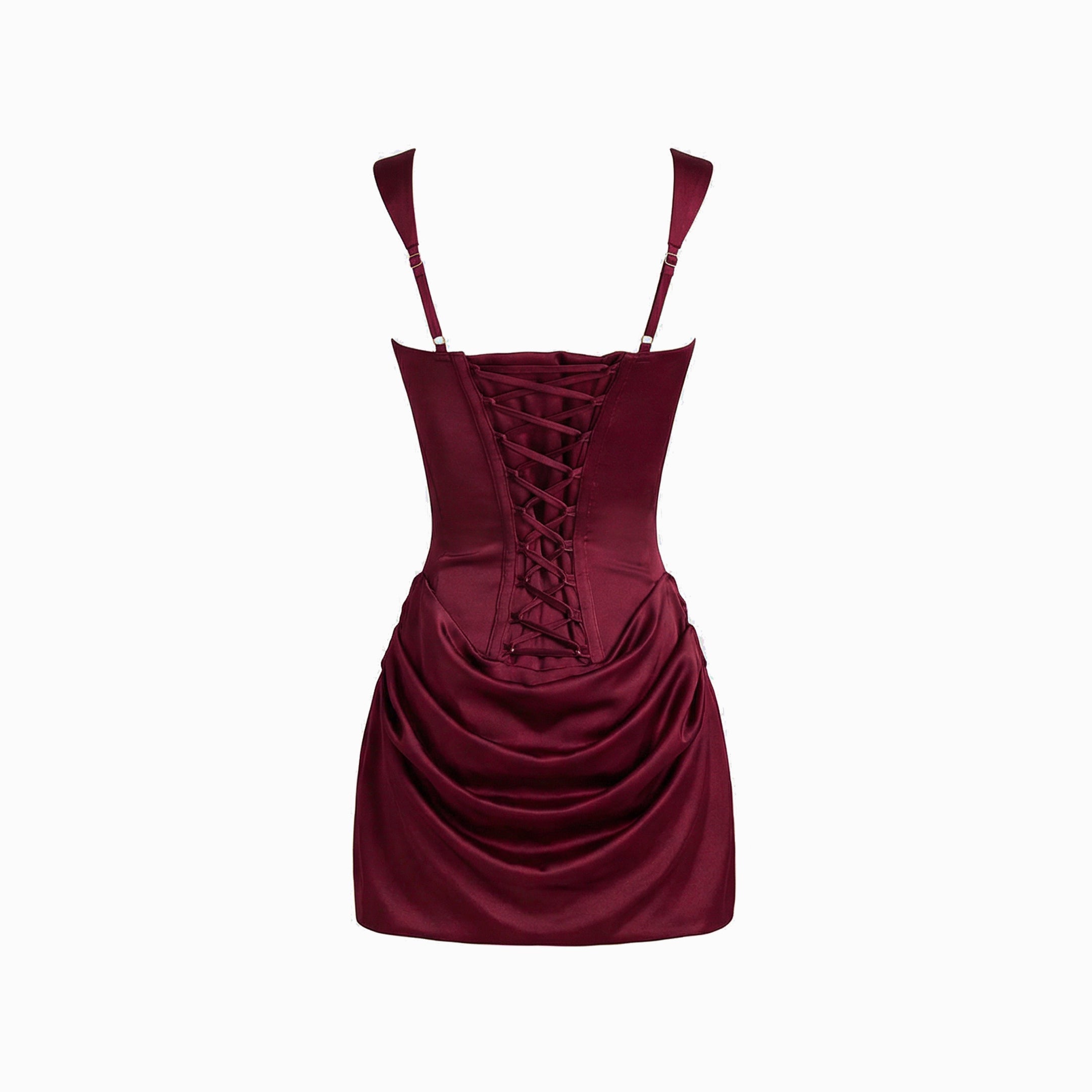 Mini abito burgundy con bustino in jersey
