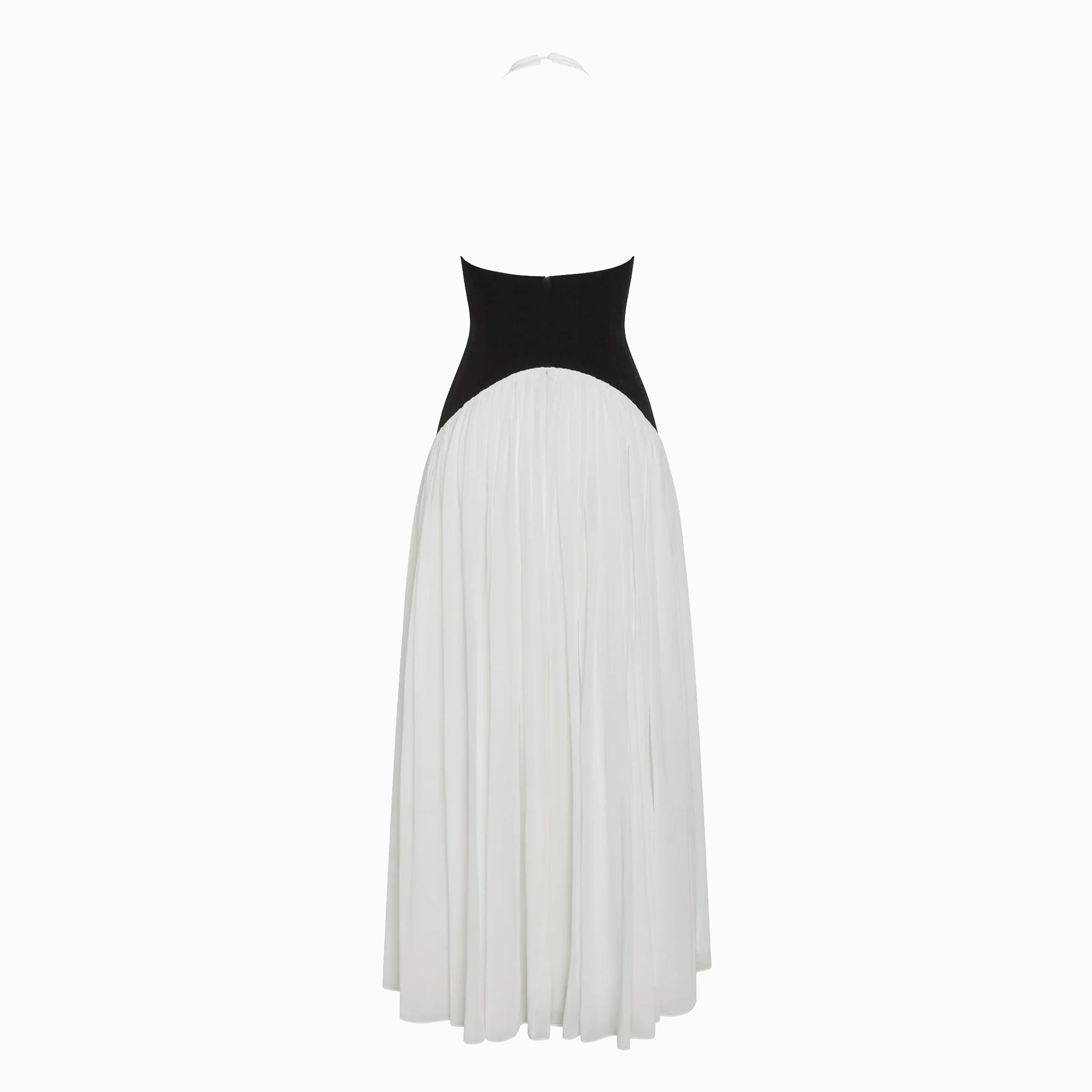 Abito lungo bianco con design a corsetto in mesh