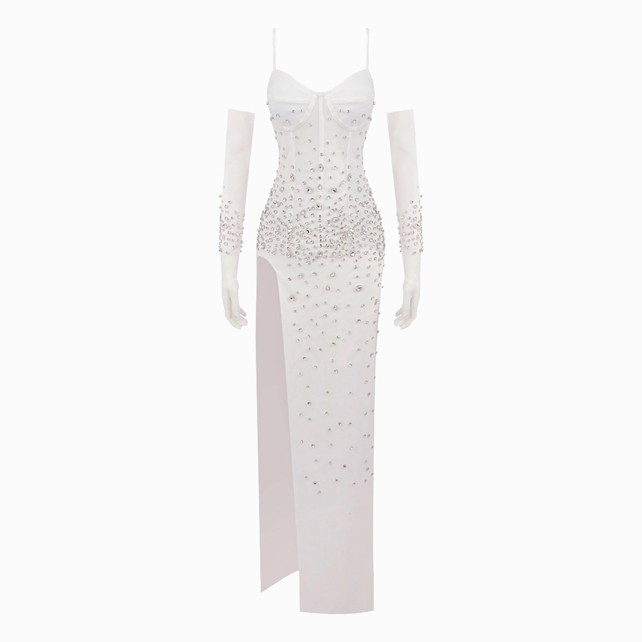 Abito bianco gioiello in mesh elasticizzato