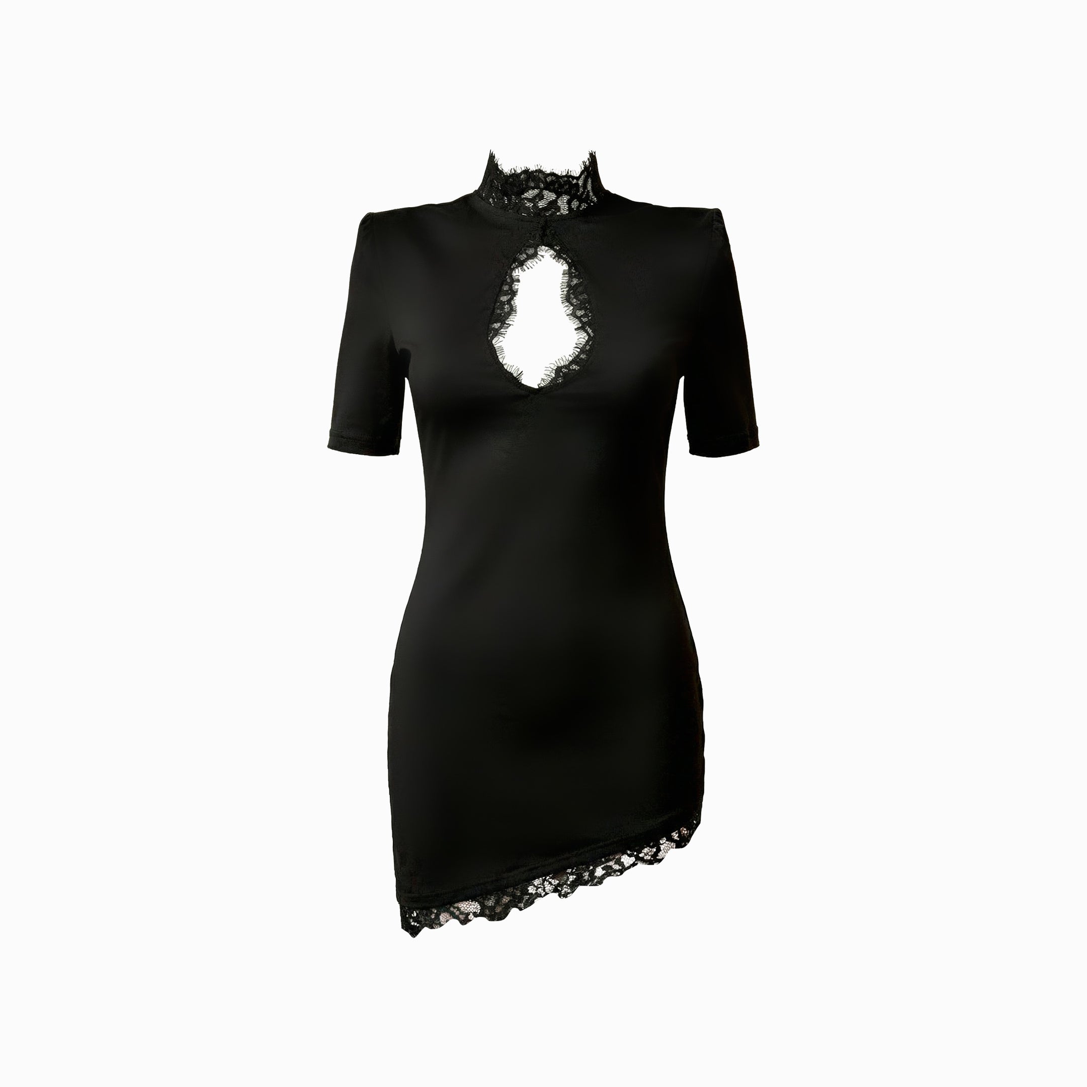 Mini abito con inserti in pizzo in jersey