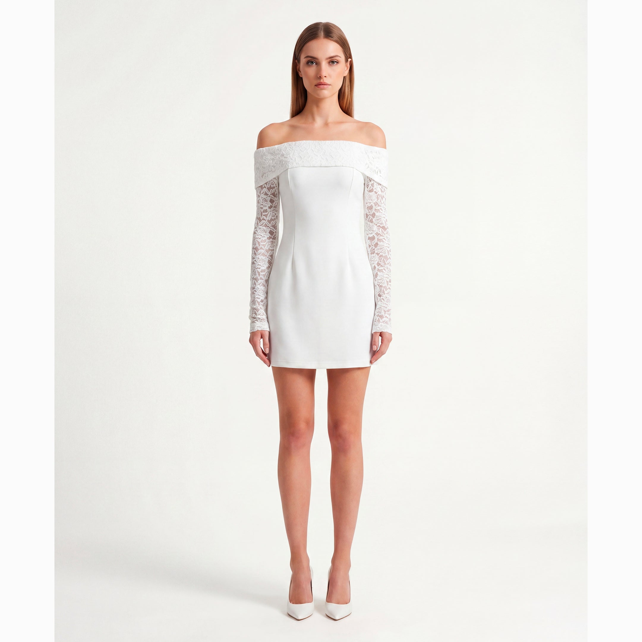White jersey bandeau mini dress