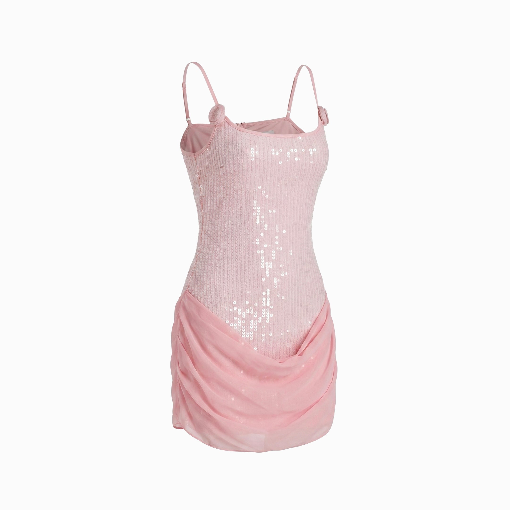 Mini abito rosa in paillettes