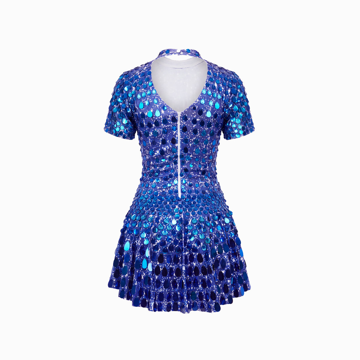 Mini abito blu in paillettes