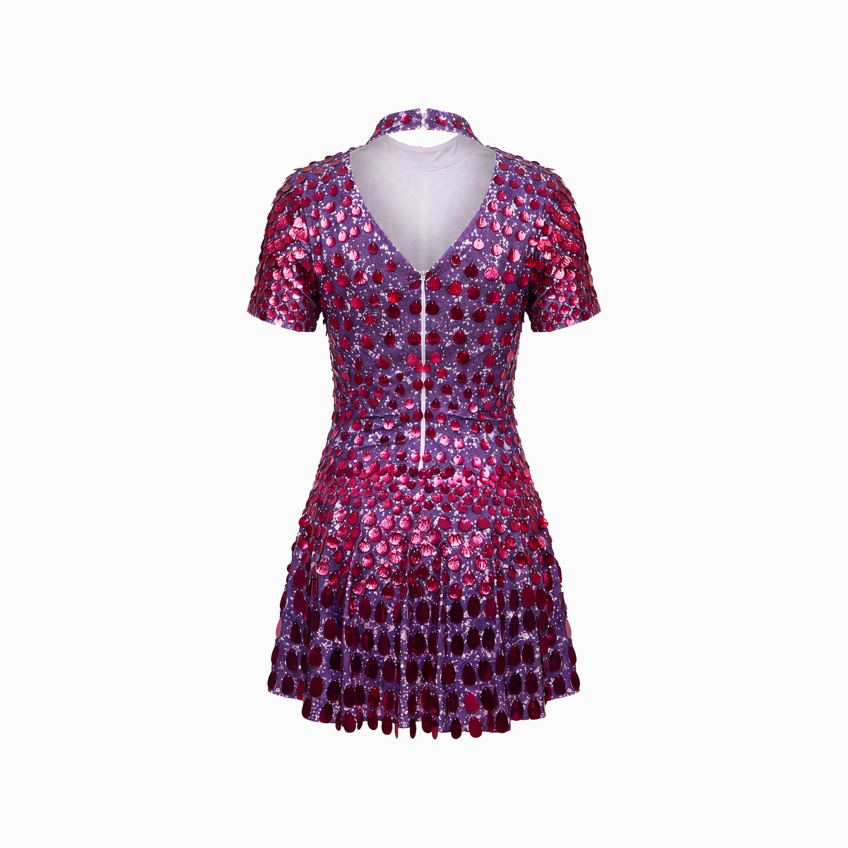 Mini abito fuchsia scuro in paillettes