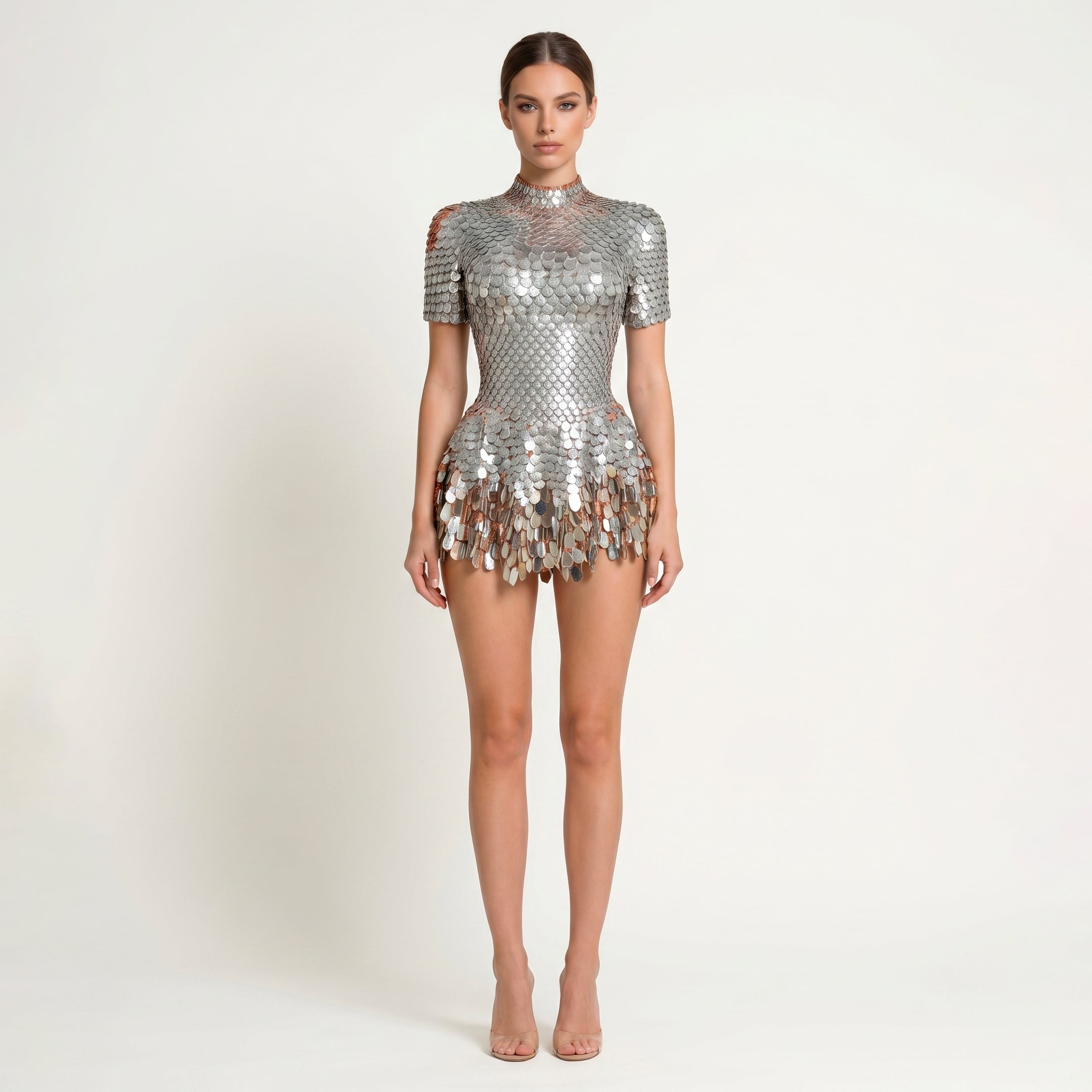 Mini abito argento in paillettes