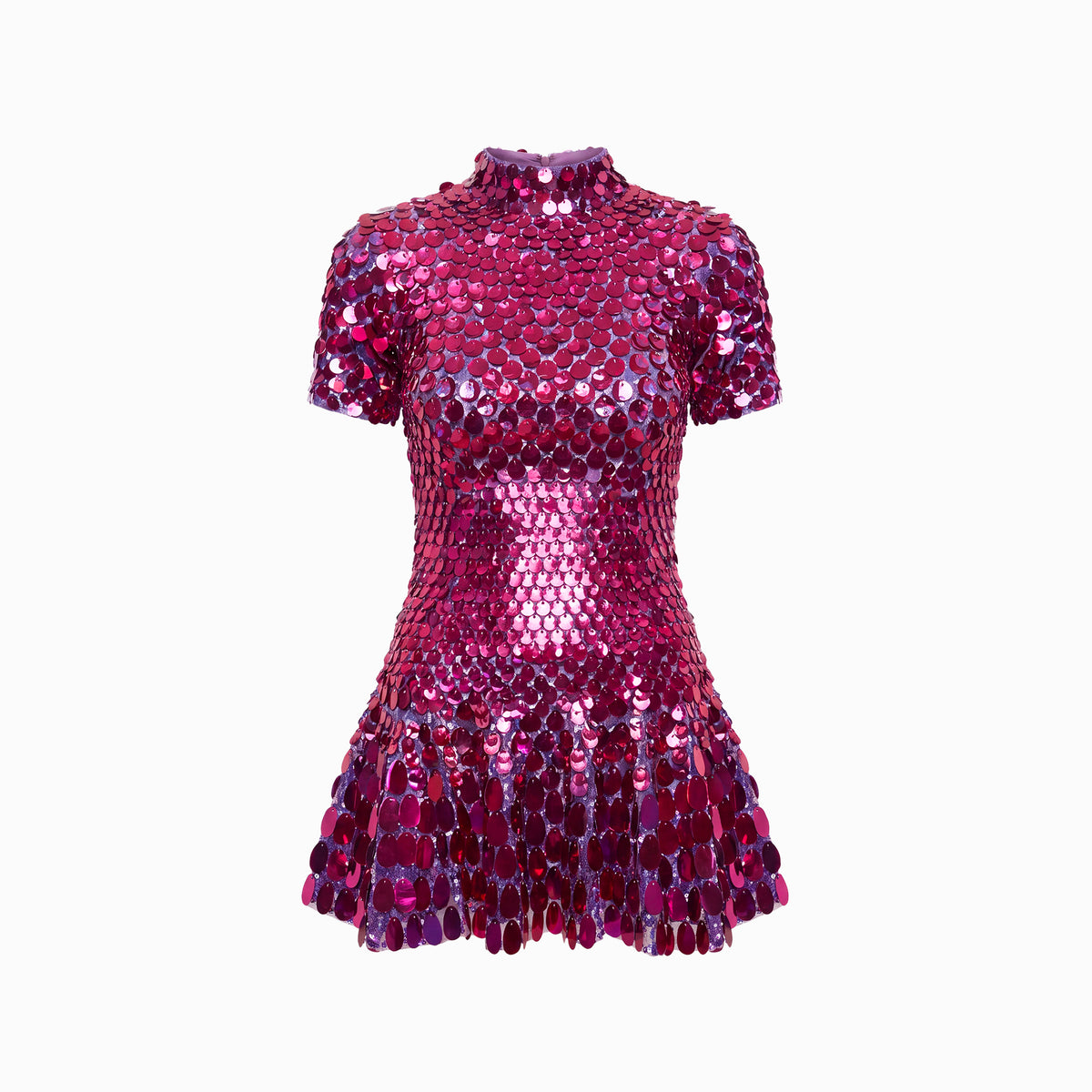Mini abito fuchsia scuro in paillettes