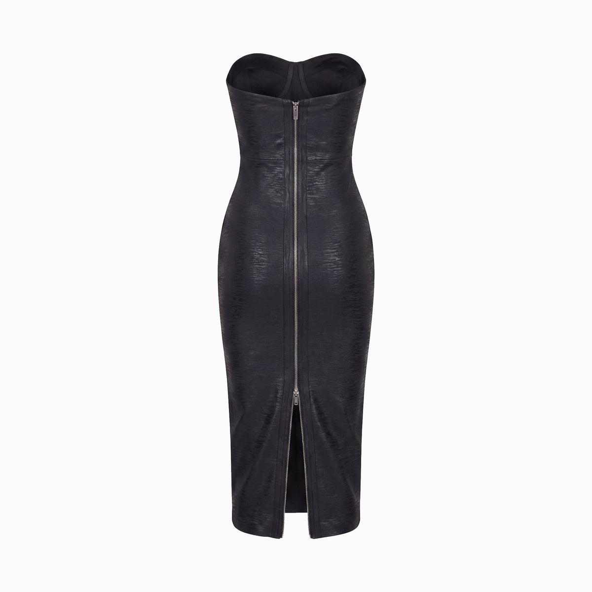 Abito midi nero fasciante con scollo a cuore