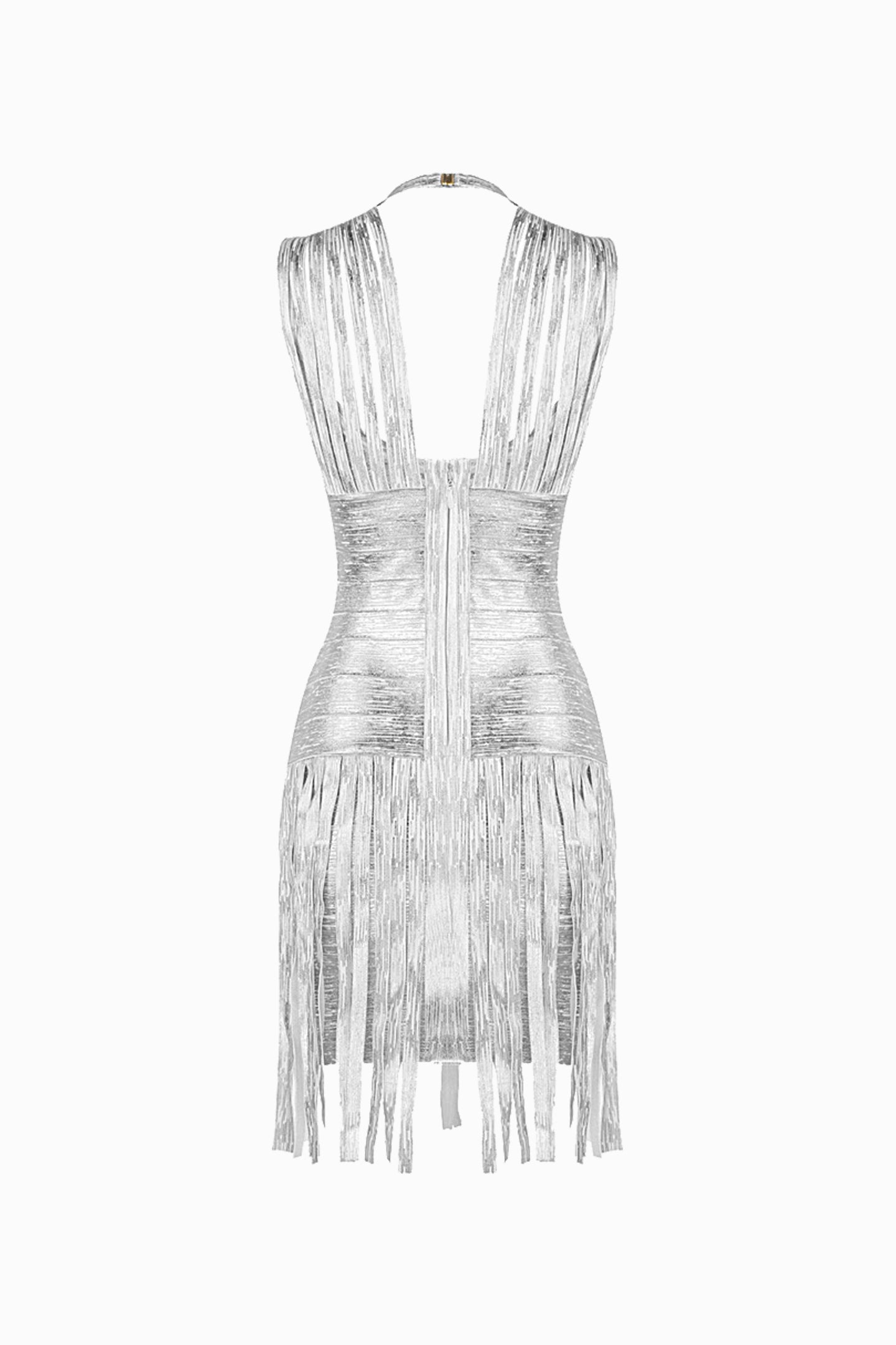 Silver metallized tassels dress