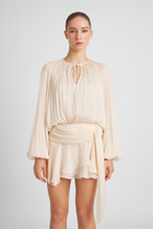 Champagne chiffon draped mini dress
