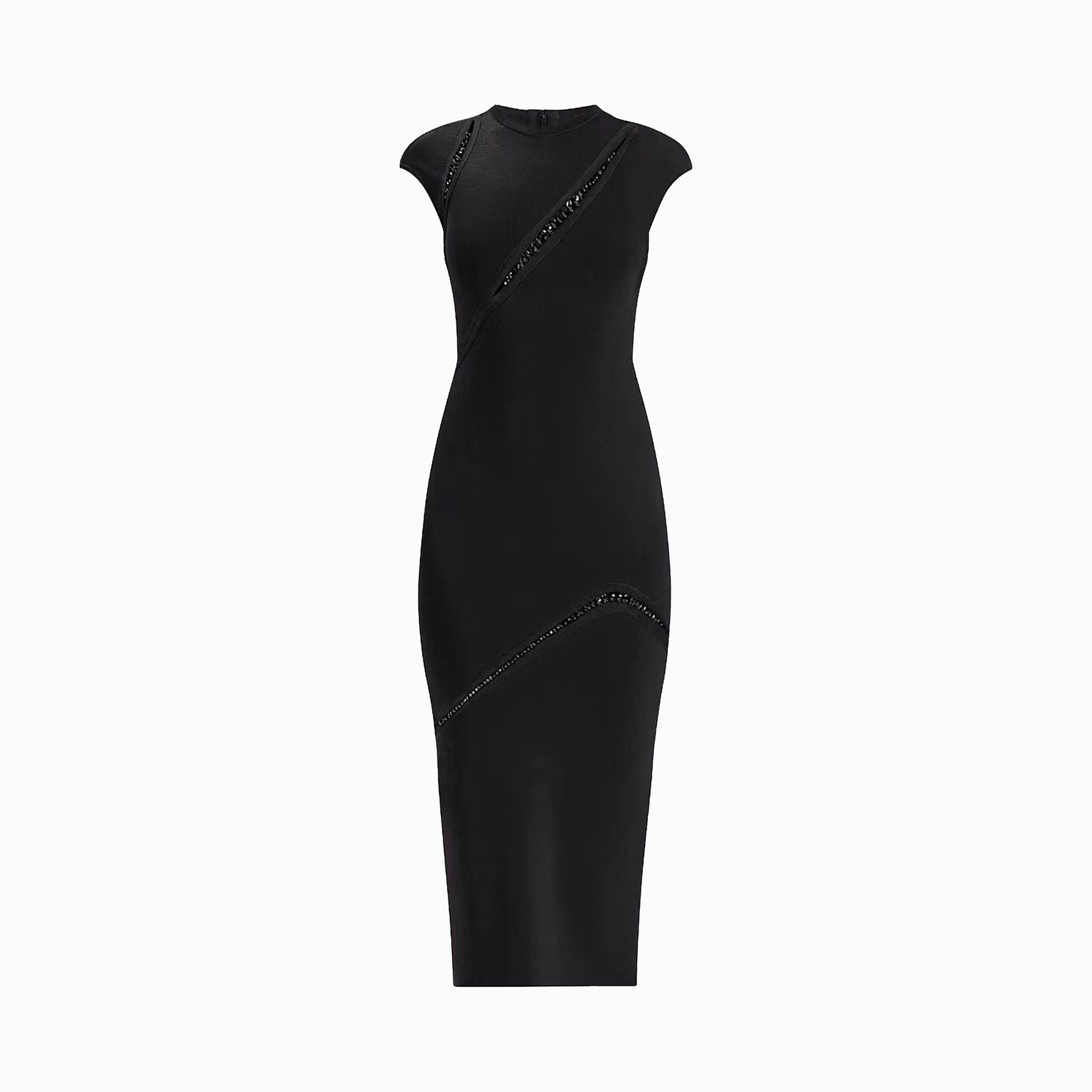 Black crystals midi dress