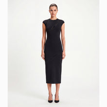 Black crystals midi dress