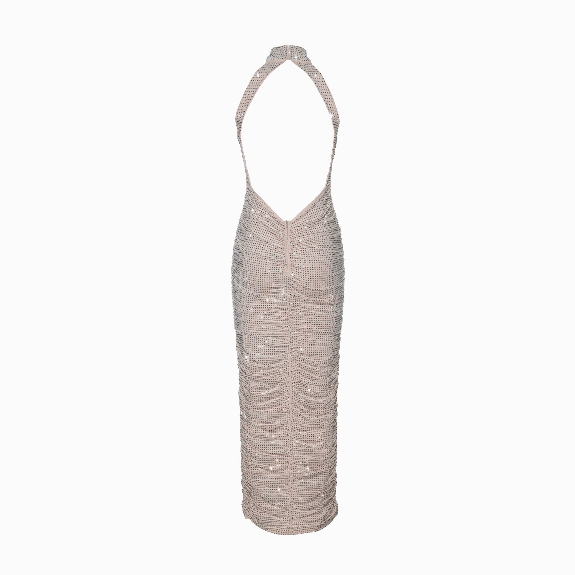 Nude crystals midi dress