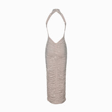 Nude crystals midi dress