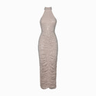 Nude crystals midi dress