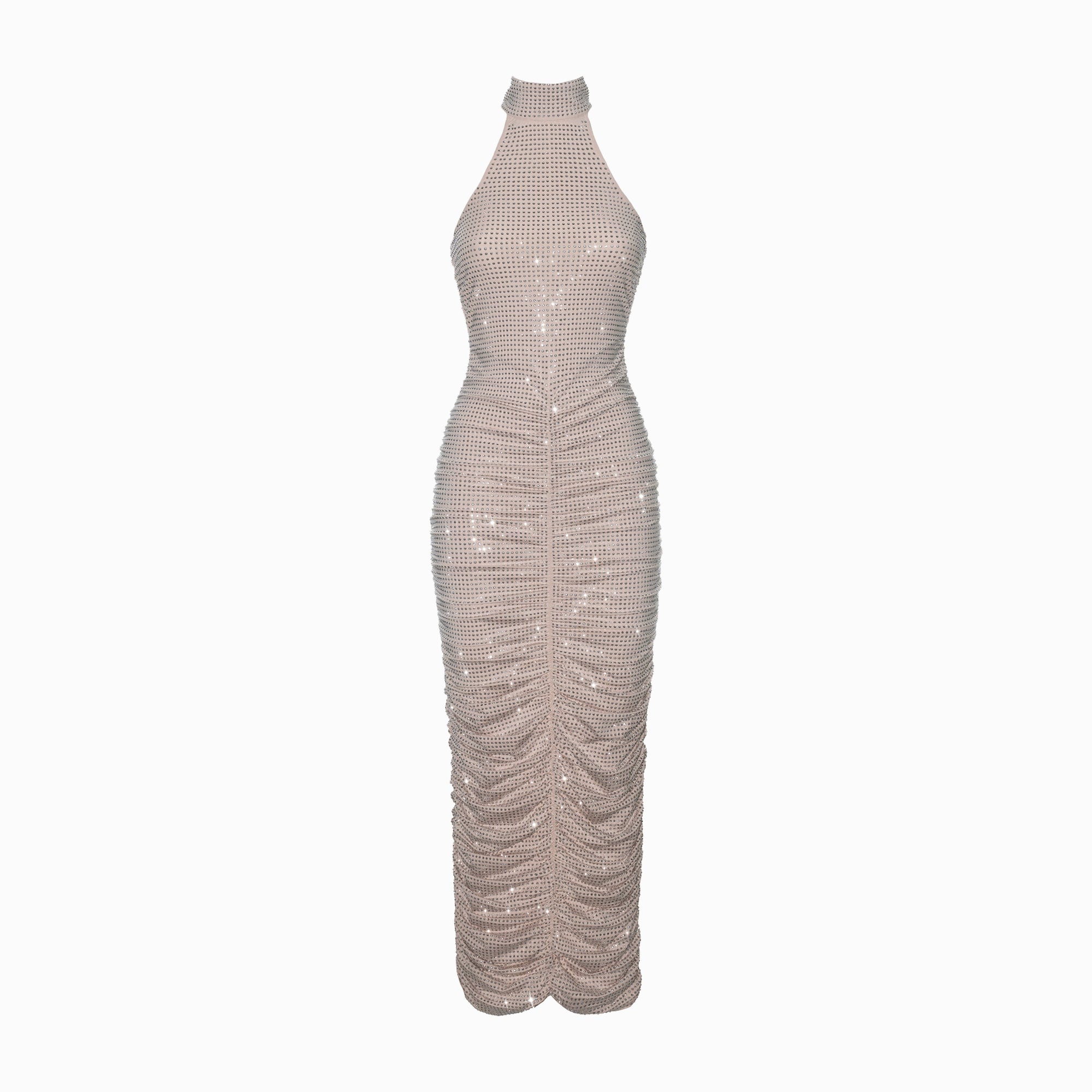 Nude crystals midi dress