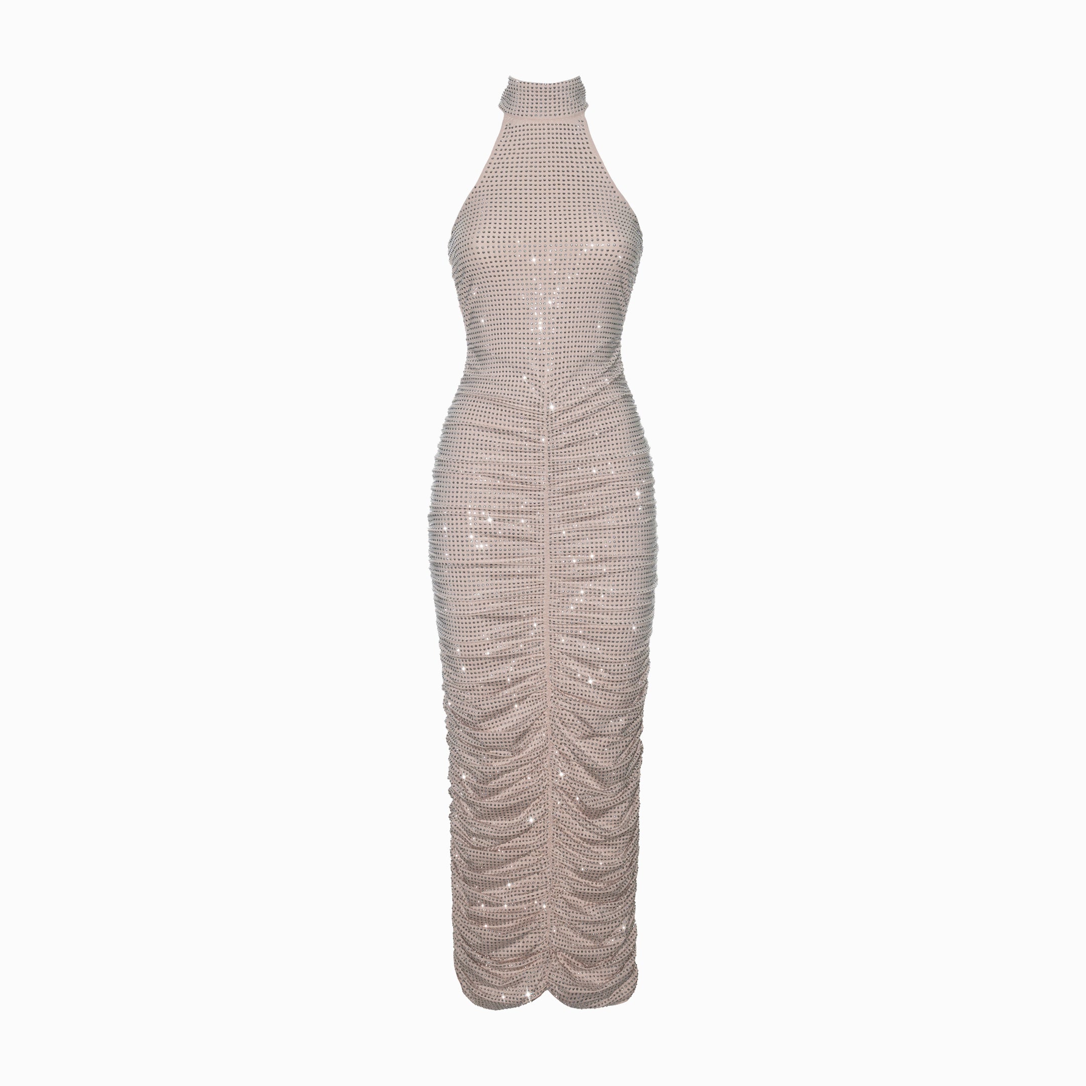 Nude crystals midi dress