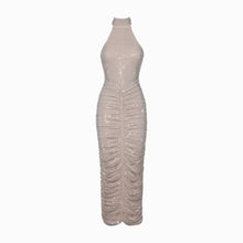 Nude crystals midi dress