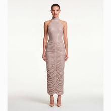 Nude crystals midi dress