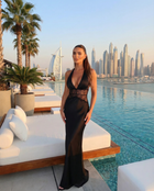 Abito lungo nero lingerie in raso di seta e pizzo