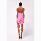 Mini abito rosa con rose in jersey