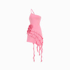 Mini abito rosa con rose in jersey