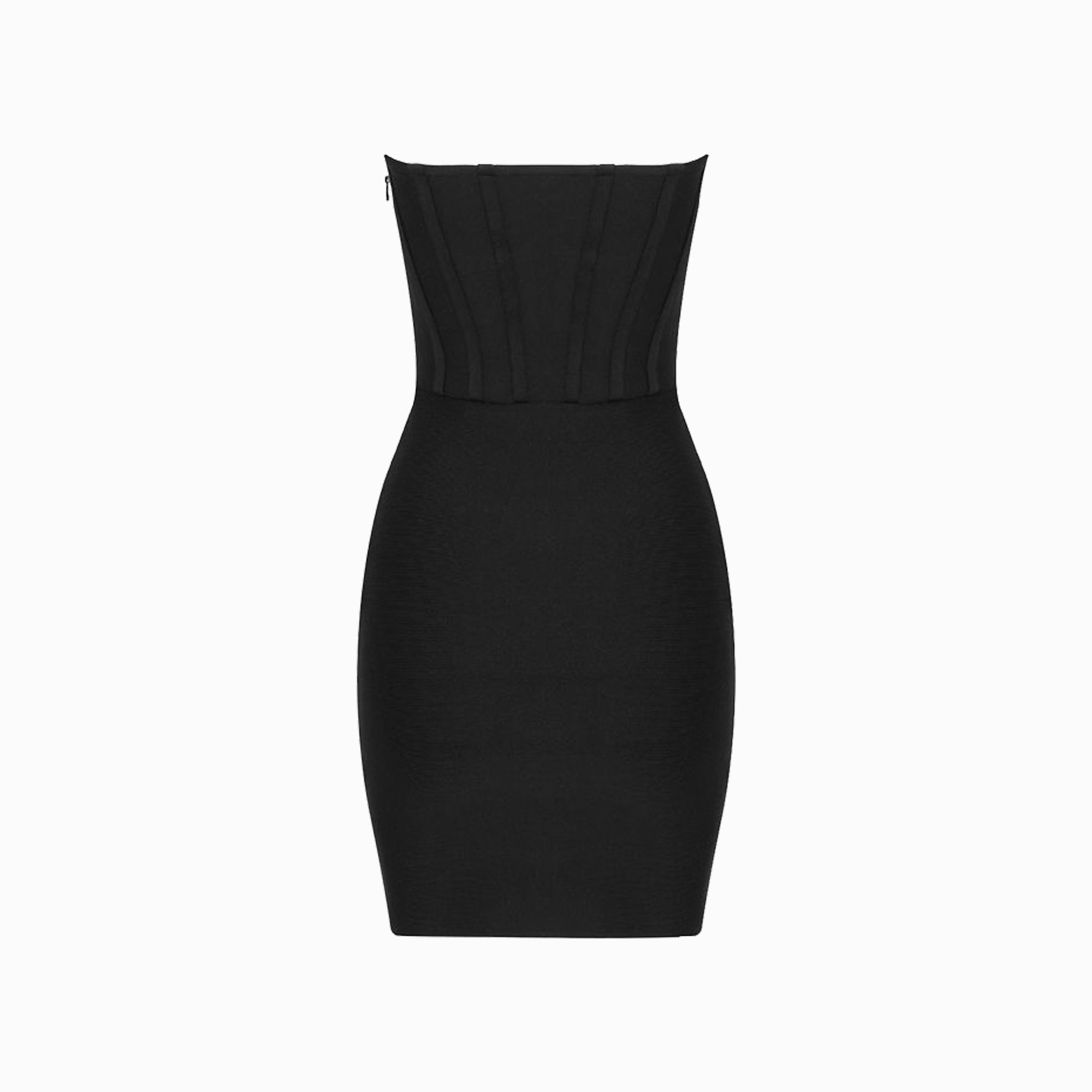 Black bustier satin mini dress