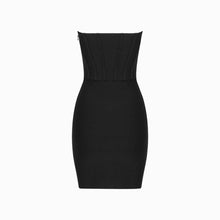 Black bustier satin mini dress