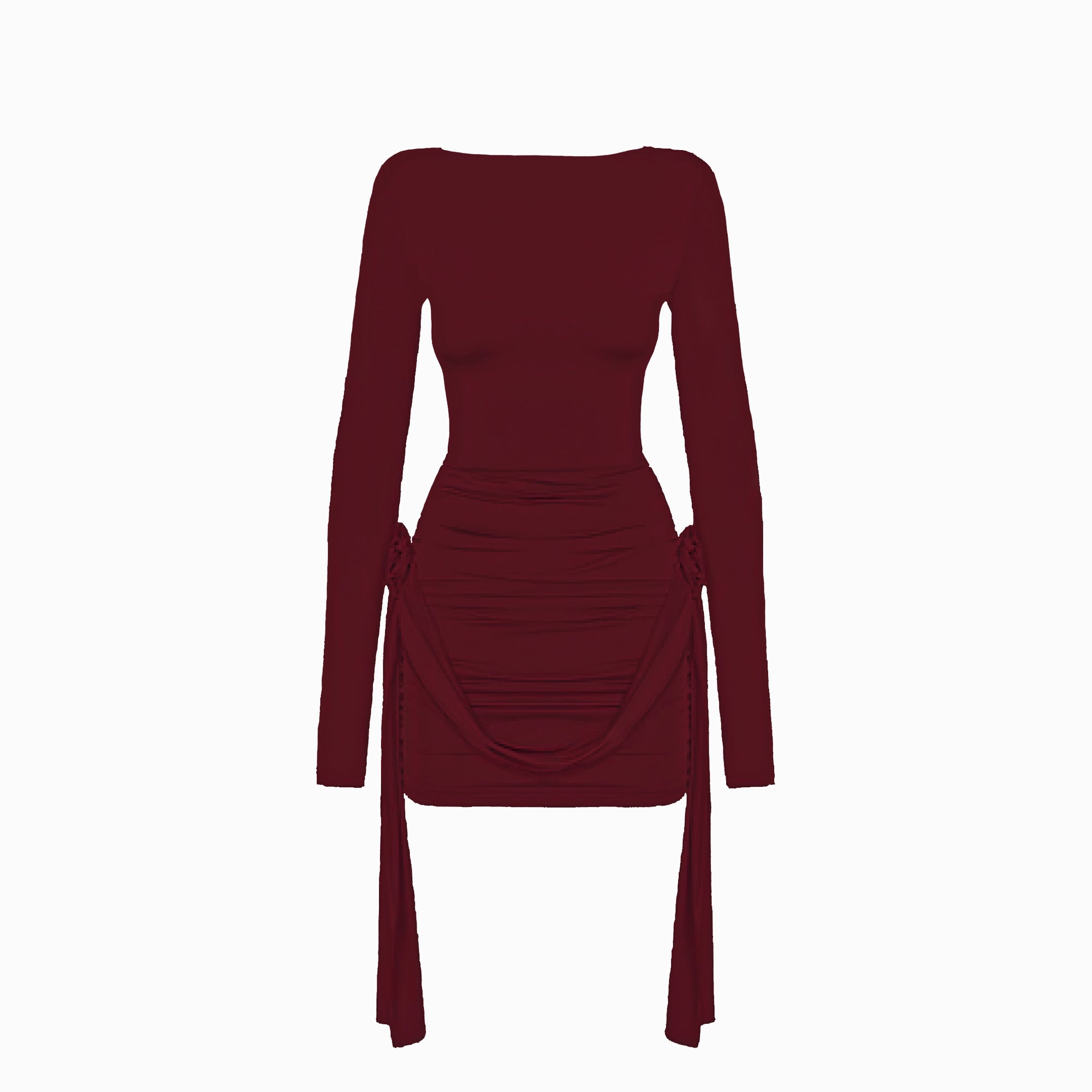 Burgundy flowers jersey dress