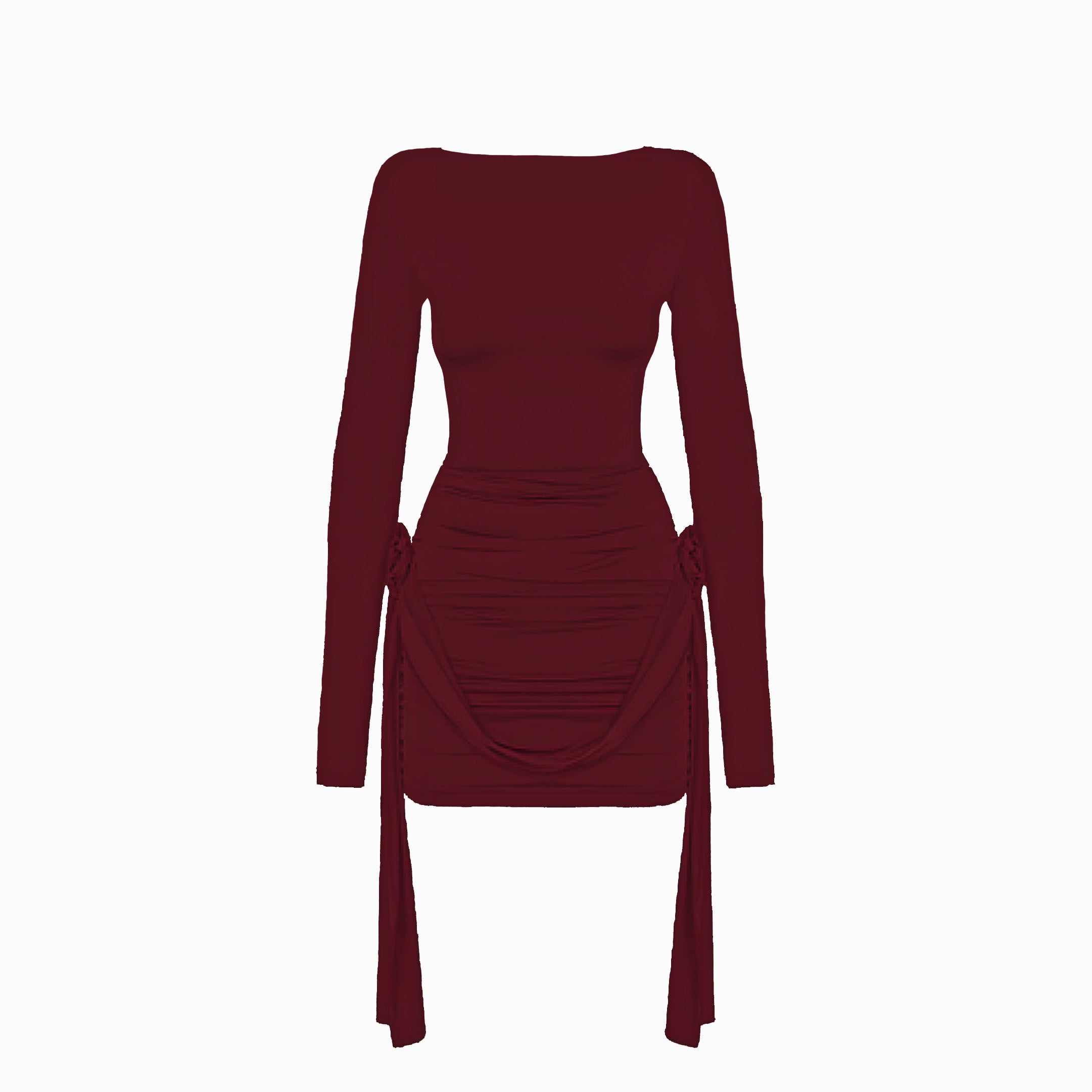 Burgundy flowers jersey dress