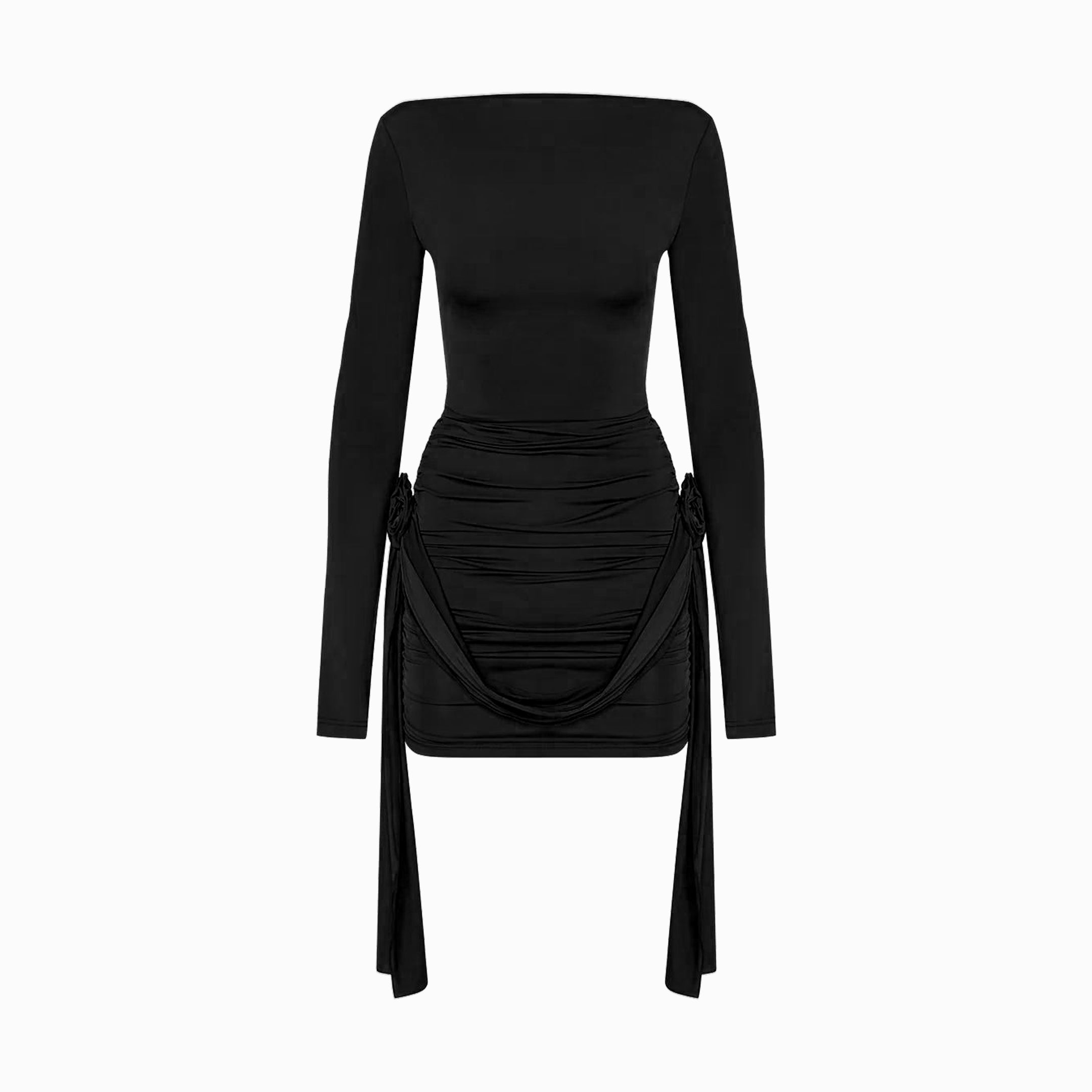 Black flowers jersey dress